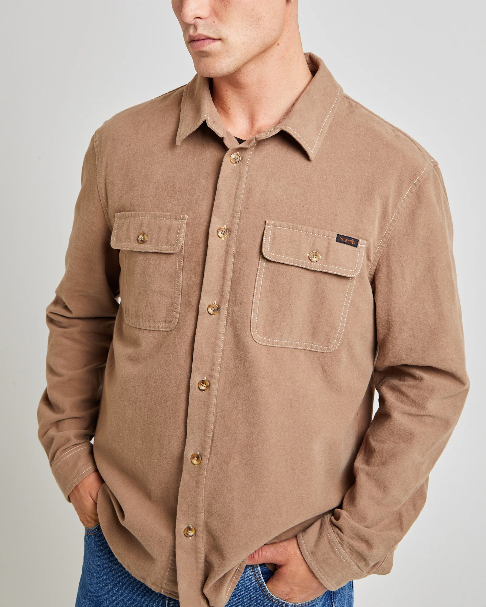 Trade Long Sleeve Overshirt Felt Brown - Image 5