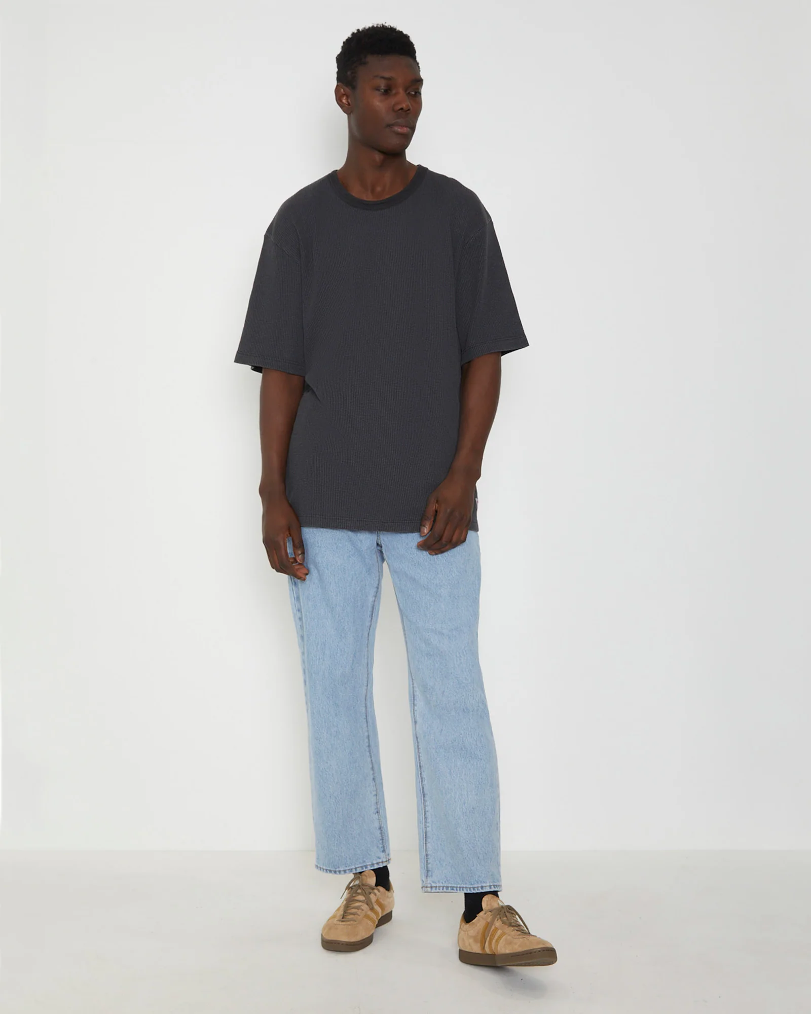 Trade Waffle Short Sleeve T-Shirt in Sulhur Black - Image 3