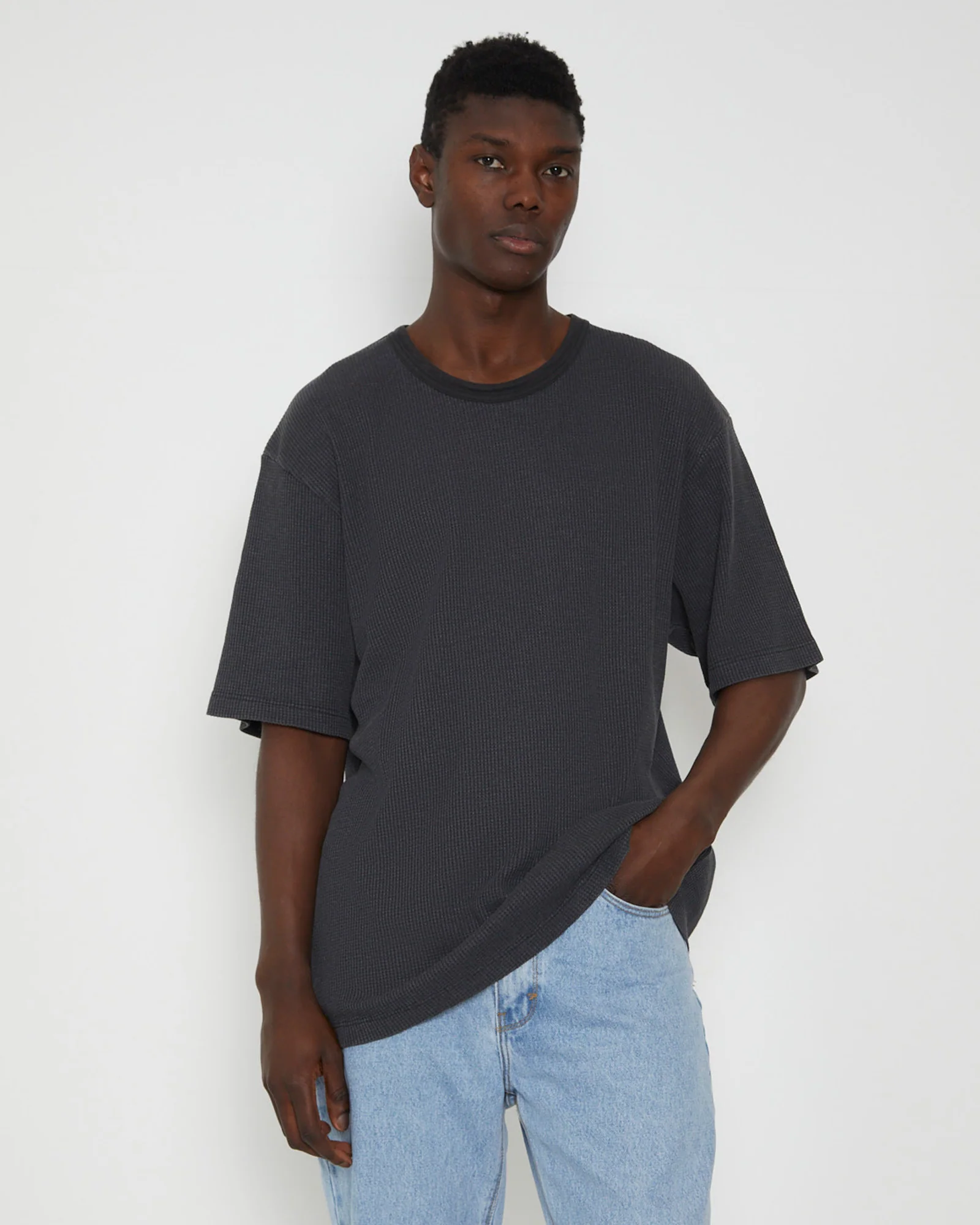 Trade Waffle Short Sleeve T-Shirt in Sulhur Black - Image 5