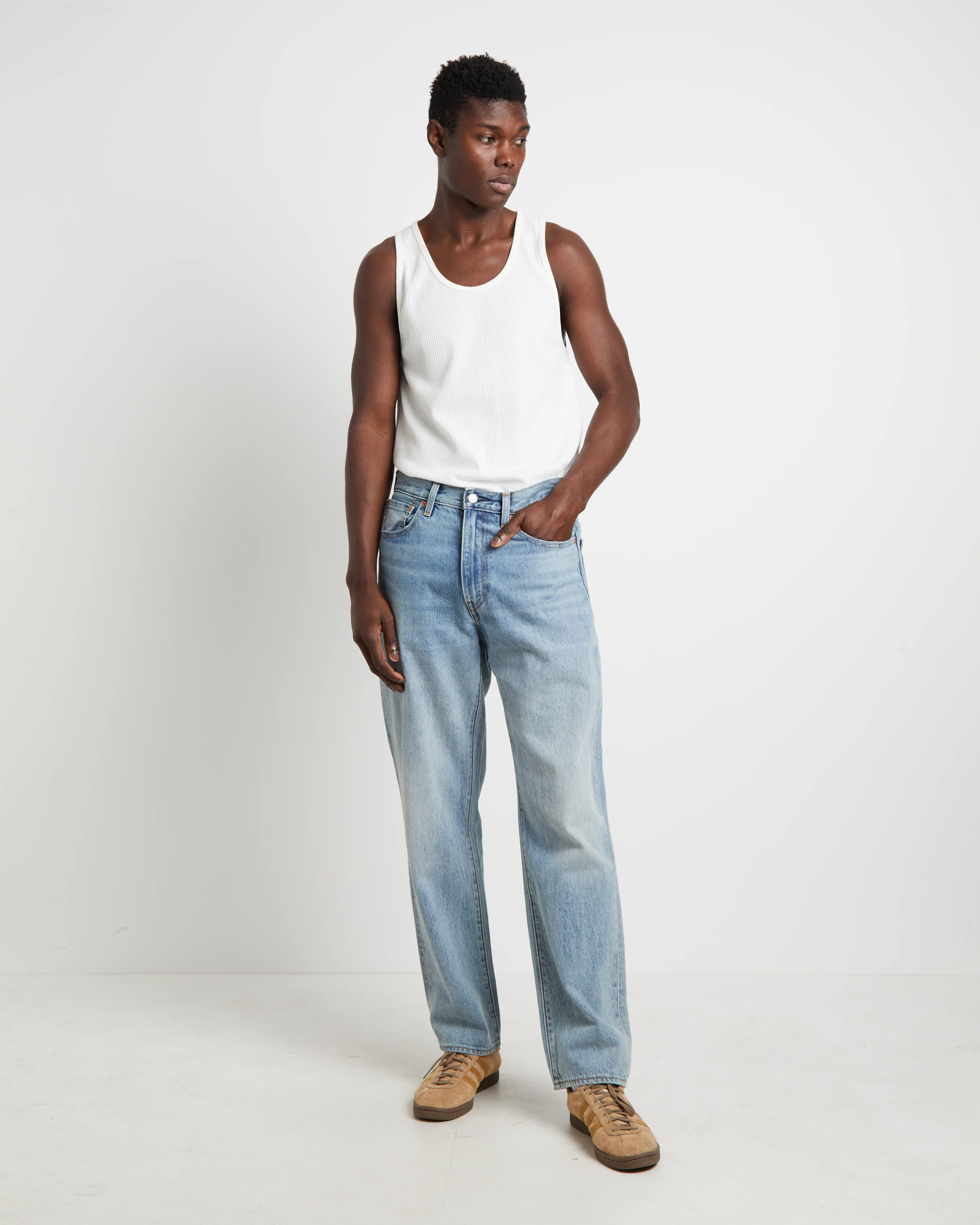 Trade Waffle Tank in Vintage White - Image 3