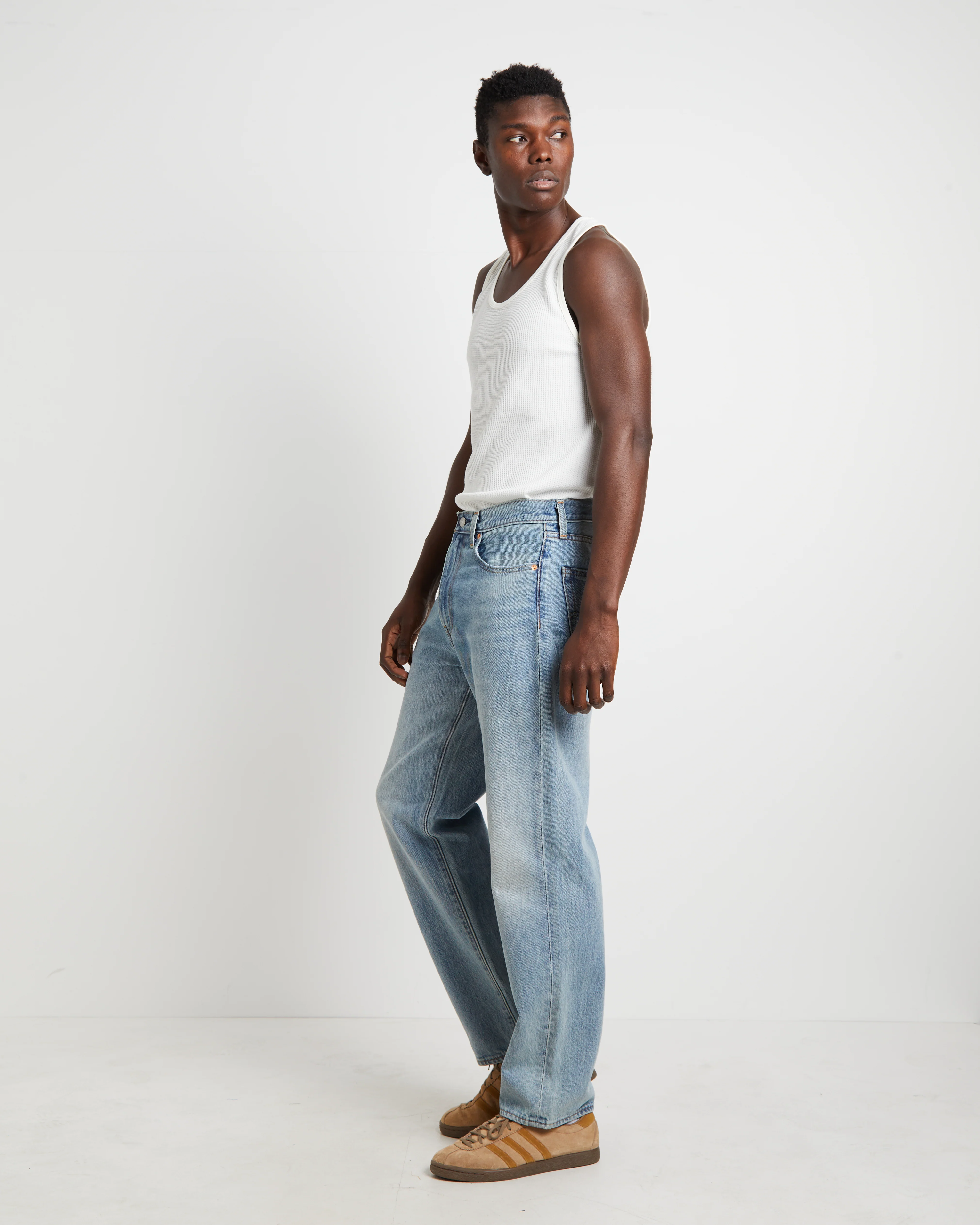 Trade Waffle Tank in Vintage White - Image 4