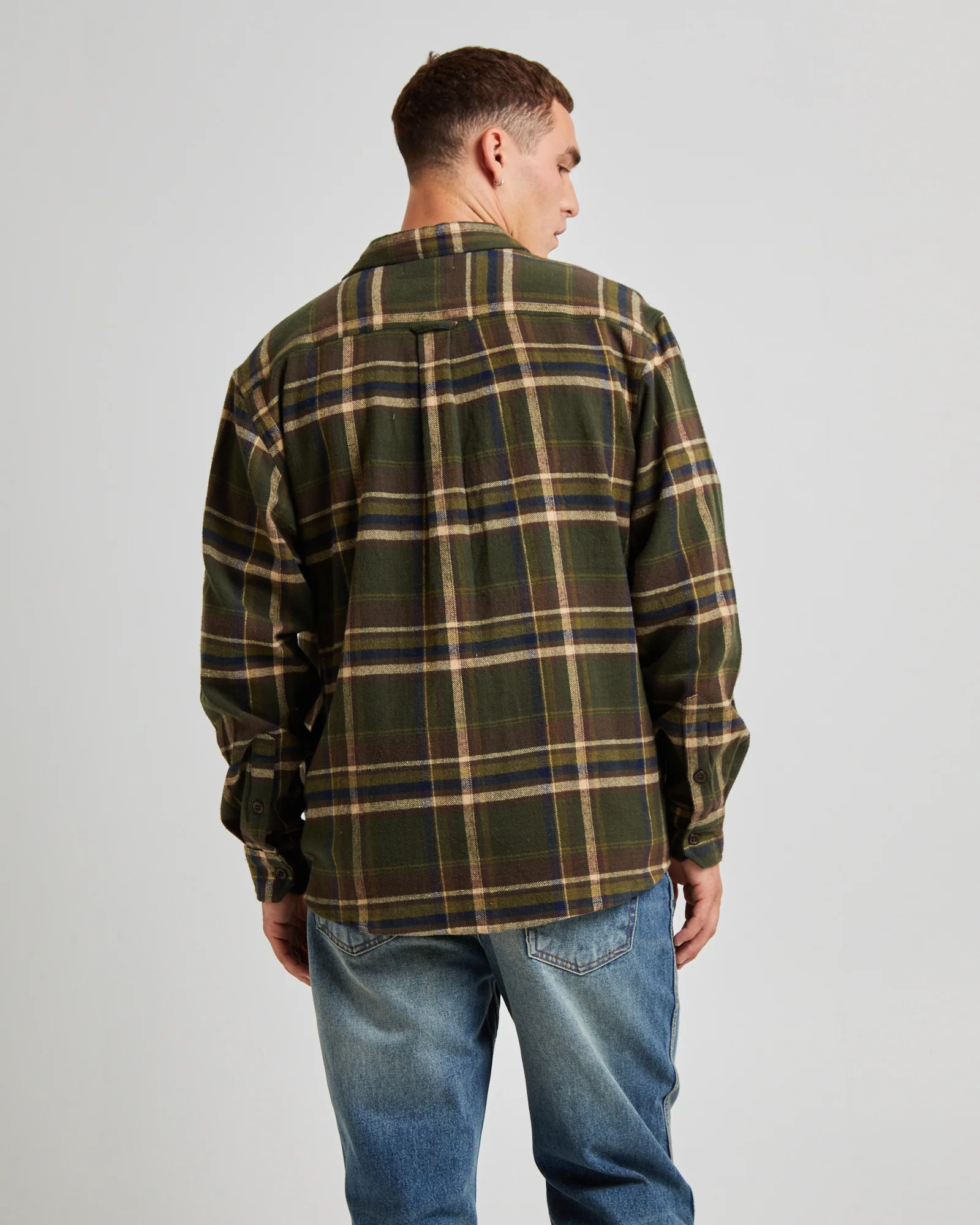 Trailer Check Long Sleeve Shirt Faded Army - Image 2