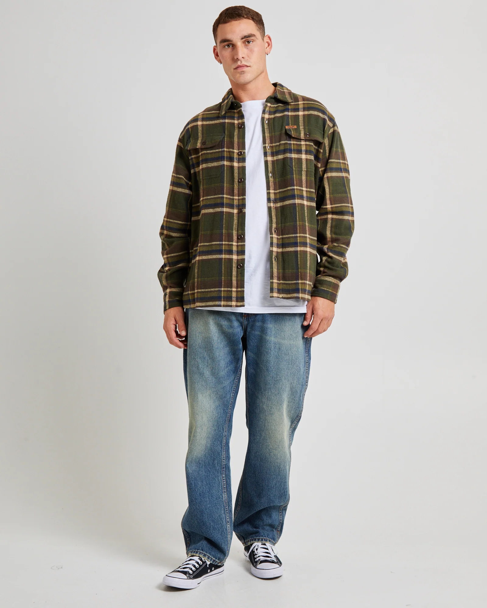 Trailer Check Long Sleeve Shirt Faded Army - Image 6
