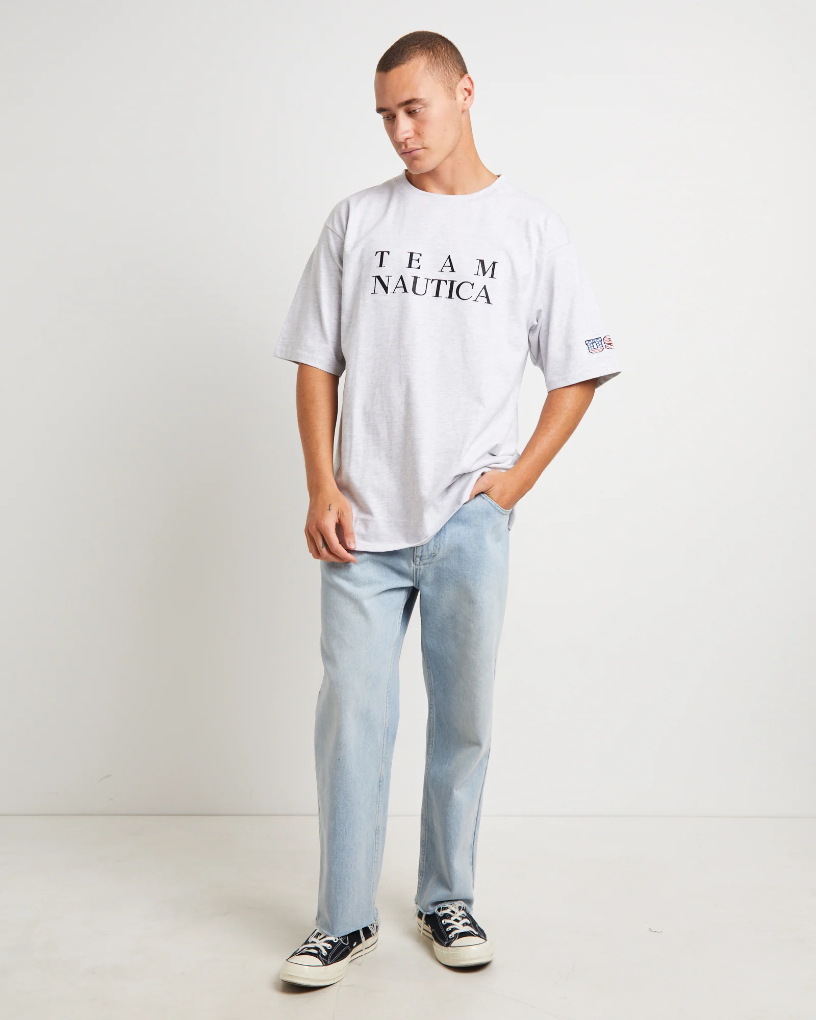 Trela Short Sleeve T-Shirt in Ice Marle Grey - Image 3
