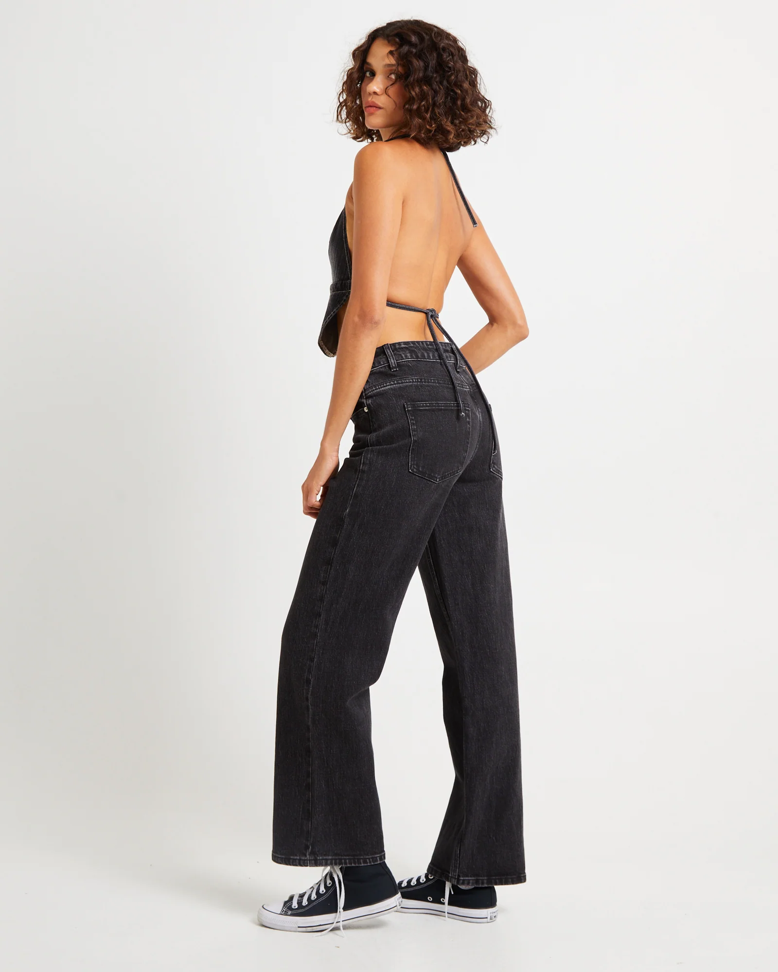 Trinity Denim Halter Top Charcoal Tint - Image 4