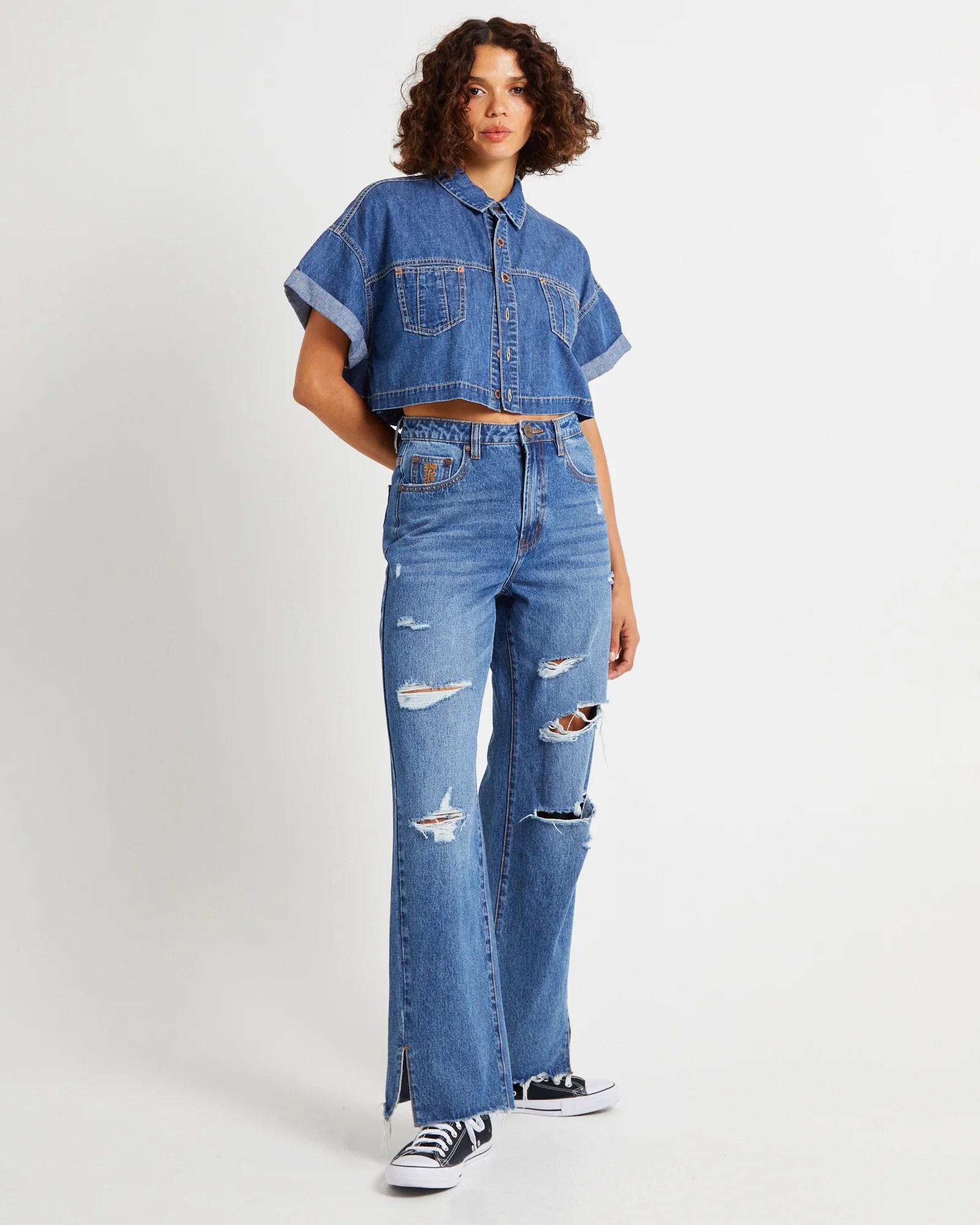 True Straight Leg Mid Waist Denim Billie Jeans - Image 3