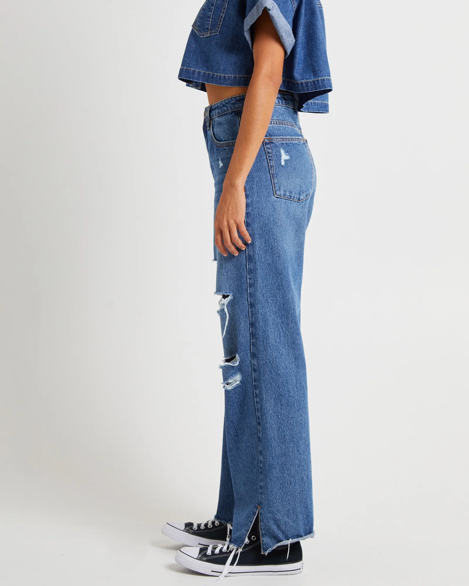 True Straight Leg Mid Waist Denim Billie Jeans - Image 4