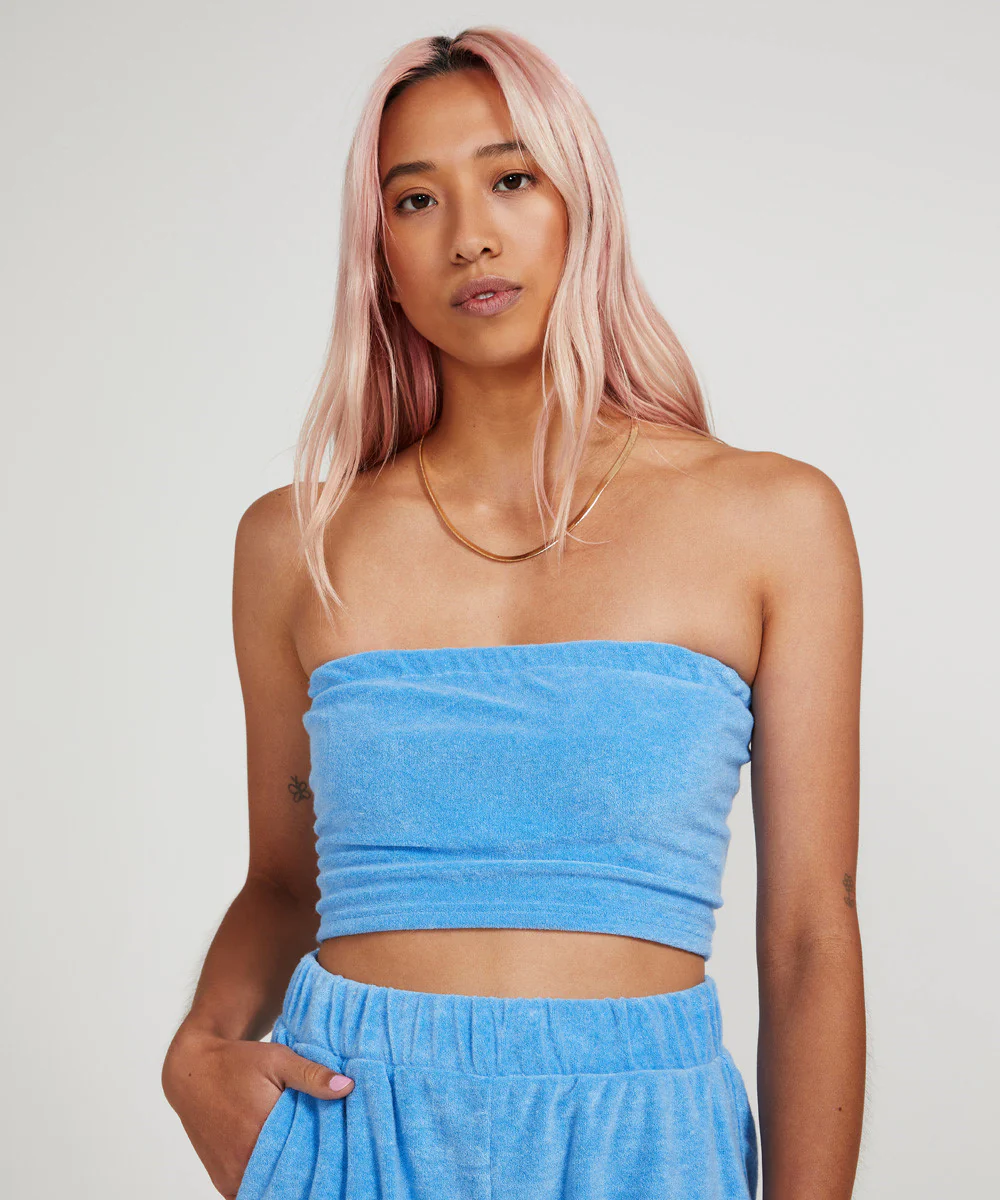Tyler Towelling Tube Top Blue - Image 5