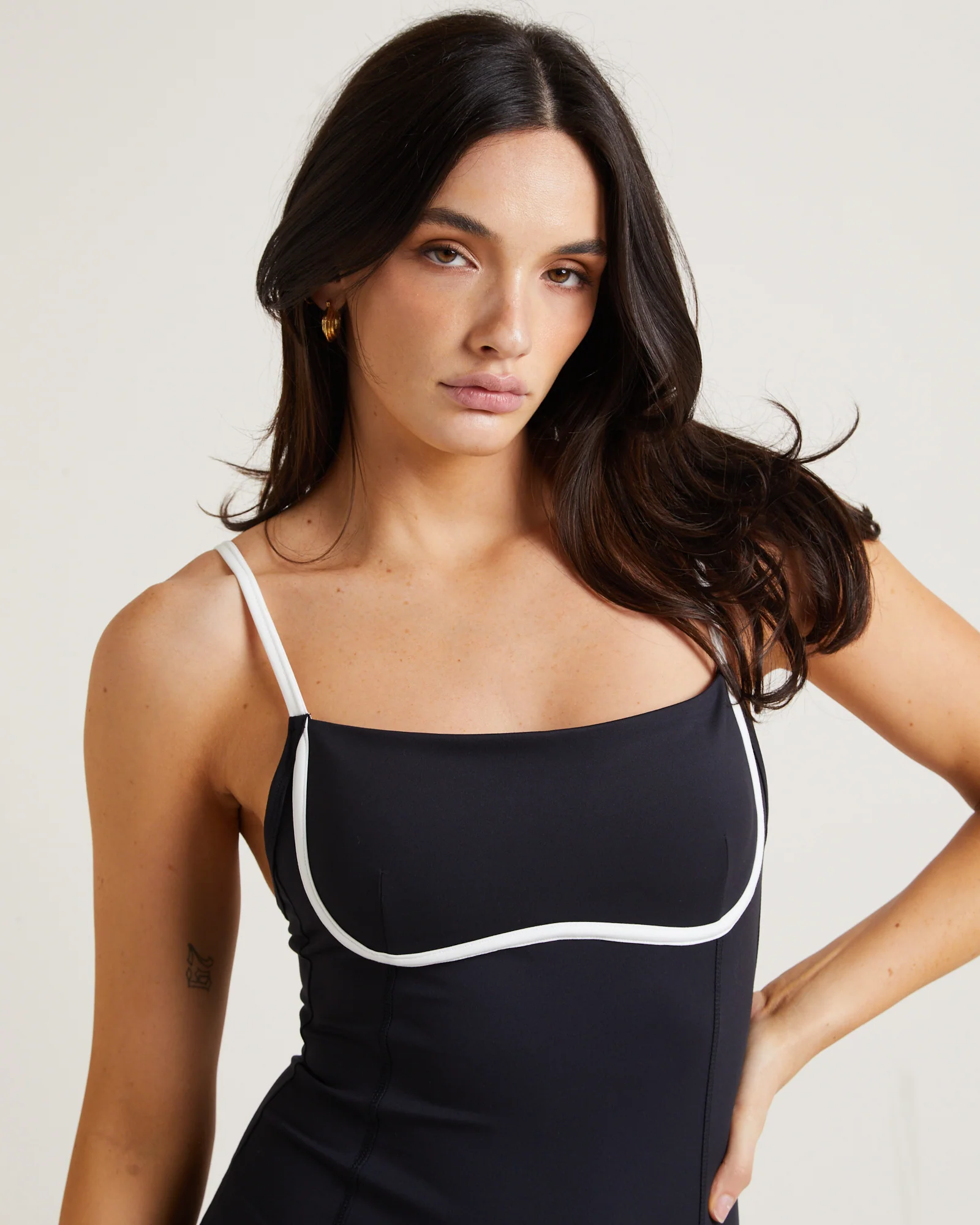 Underbust Contrast Unitard in Black/White - Image 5
