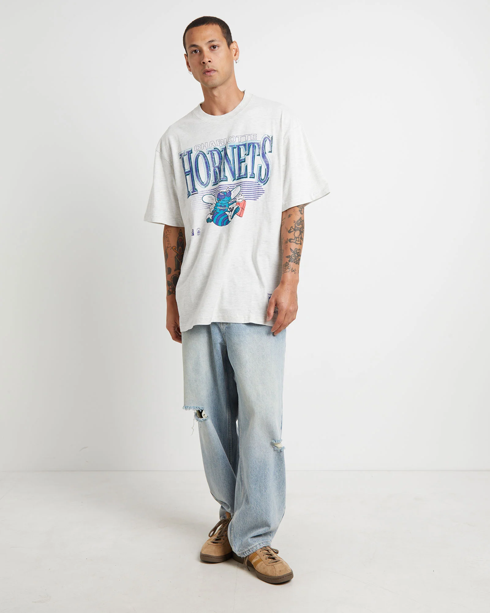 Underscore Hornets Short Sleeve T-Shirt in Silver Marle - Image 3