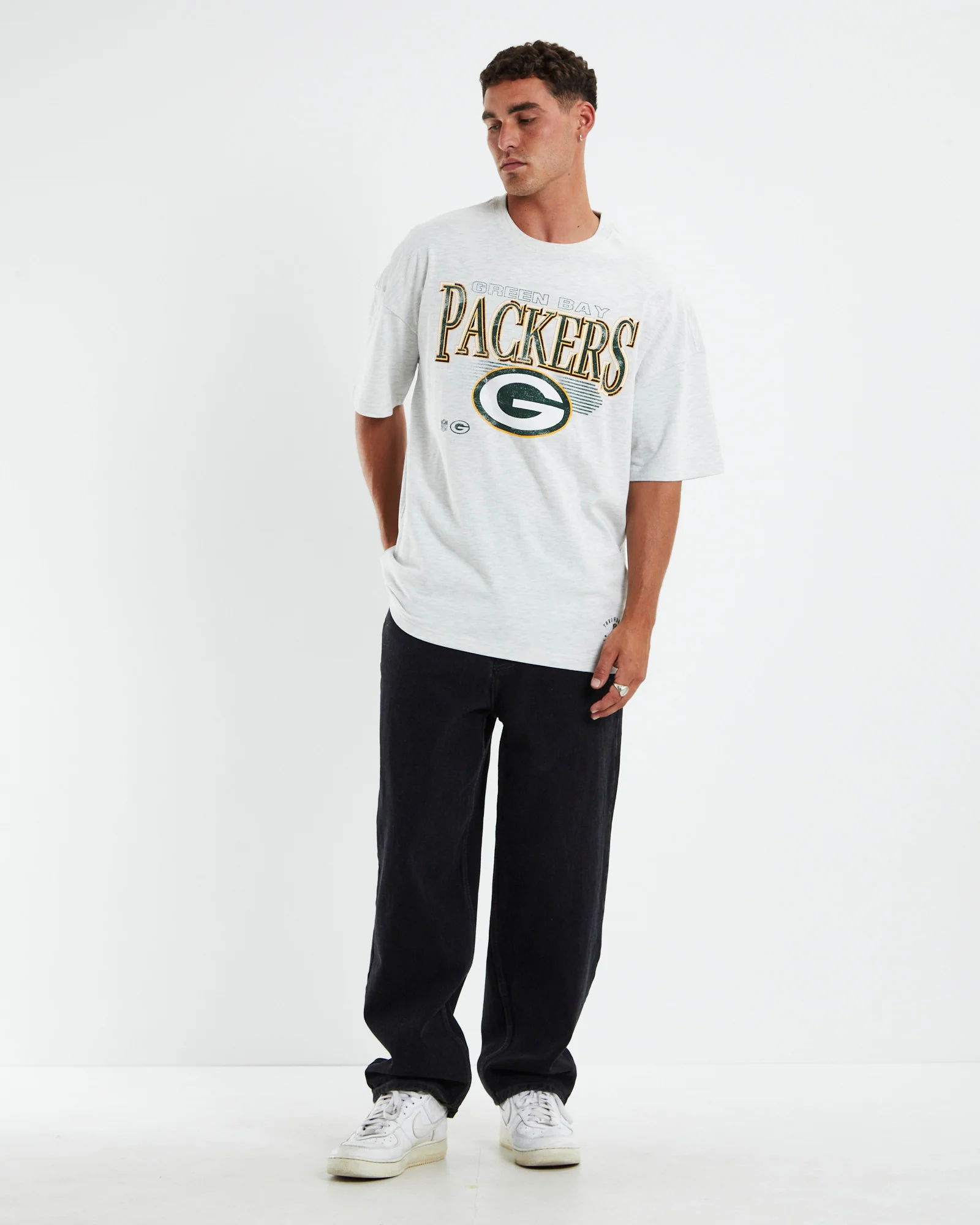 Underscored OS T-Shirt Green Bay Packers White Marle - Image 3