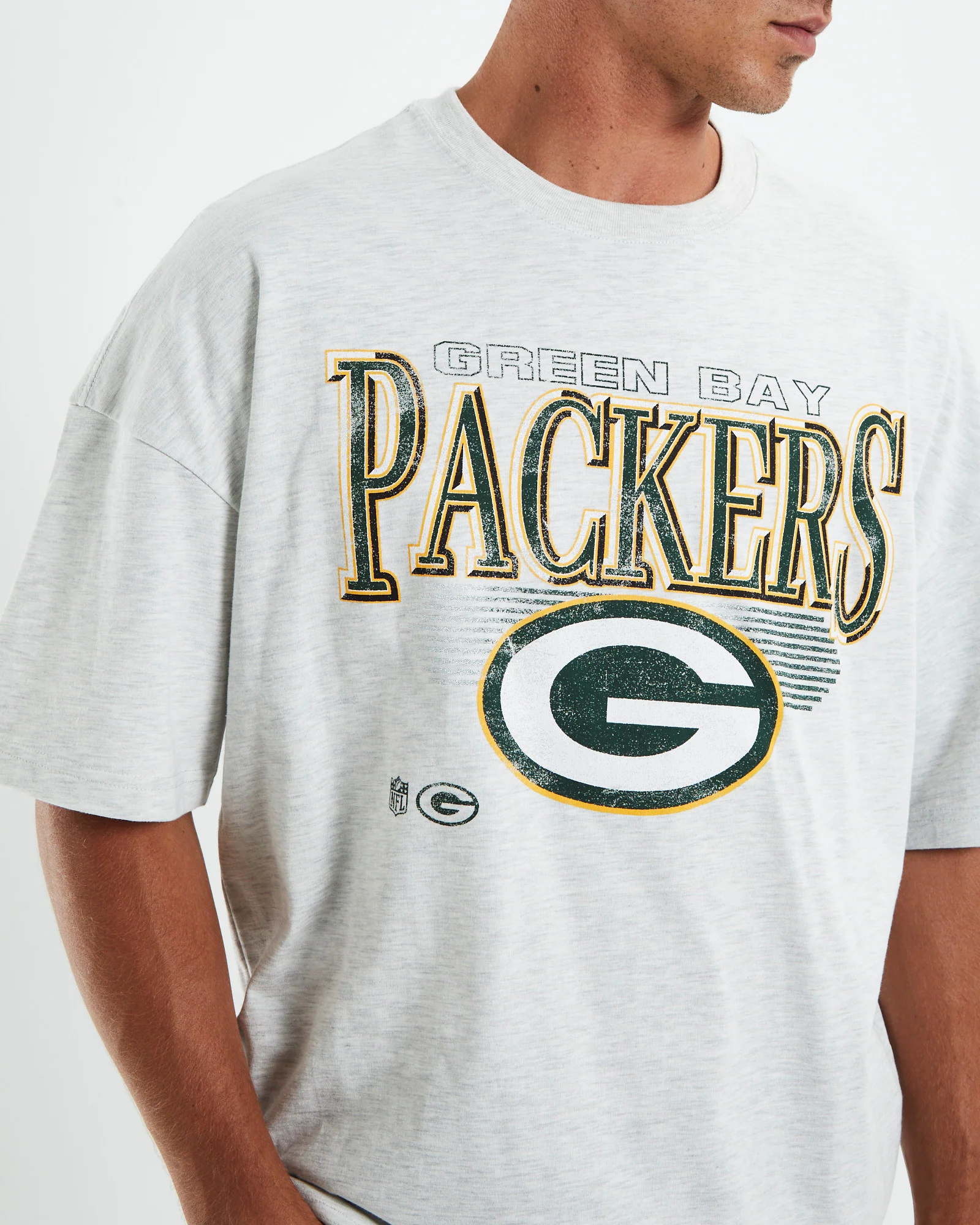 Underscored OS T-Shirt Green Bay Packers White Marle - Image 6
