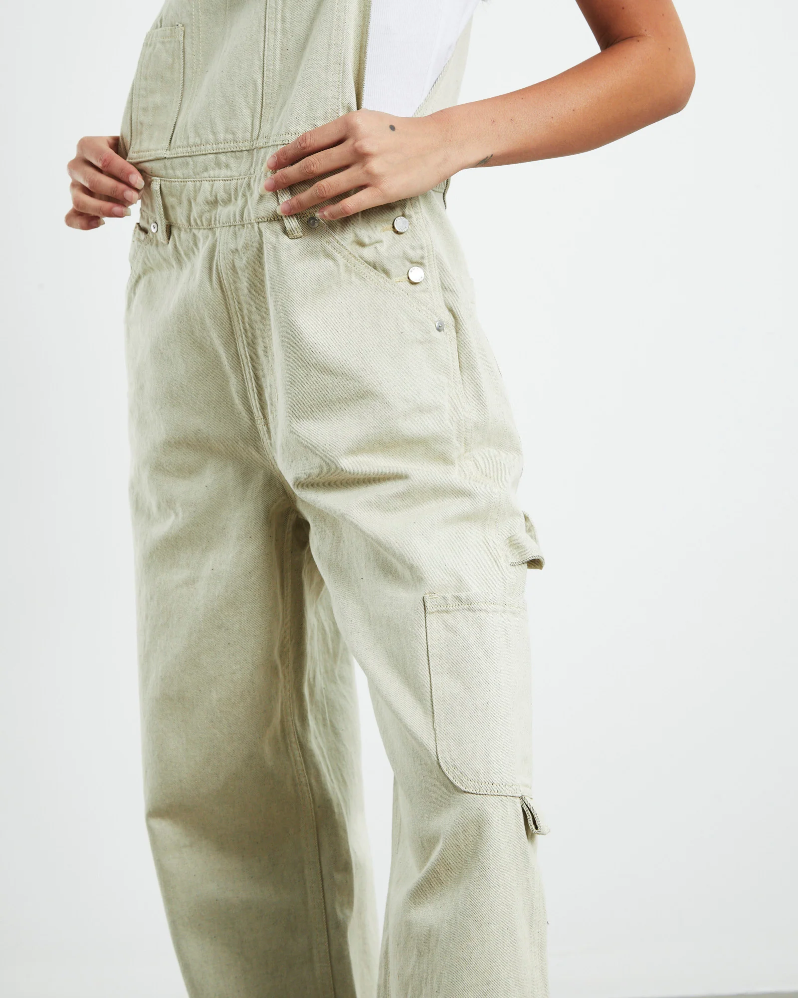 Unisex Makers Overalls Mellow Ecru - Image 6