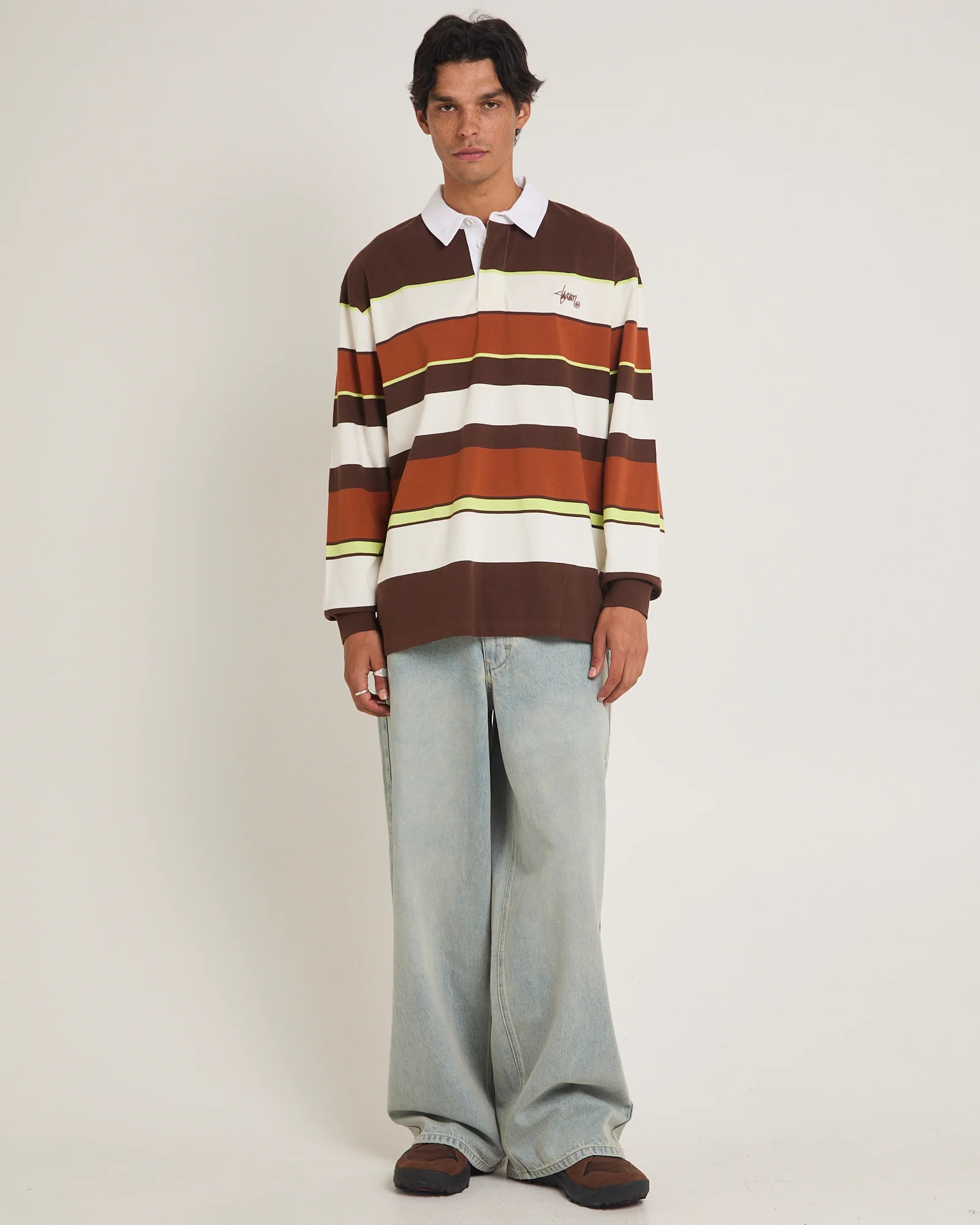 Variagated Stripe Rugby Long Sleeve Polo Shirt - Image 3