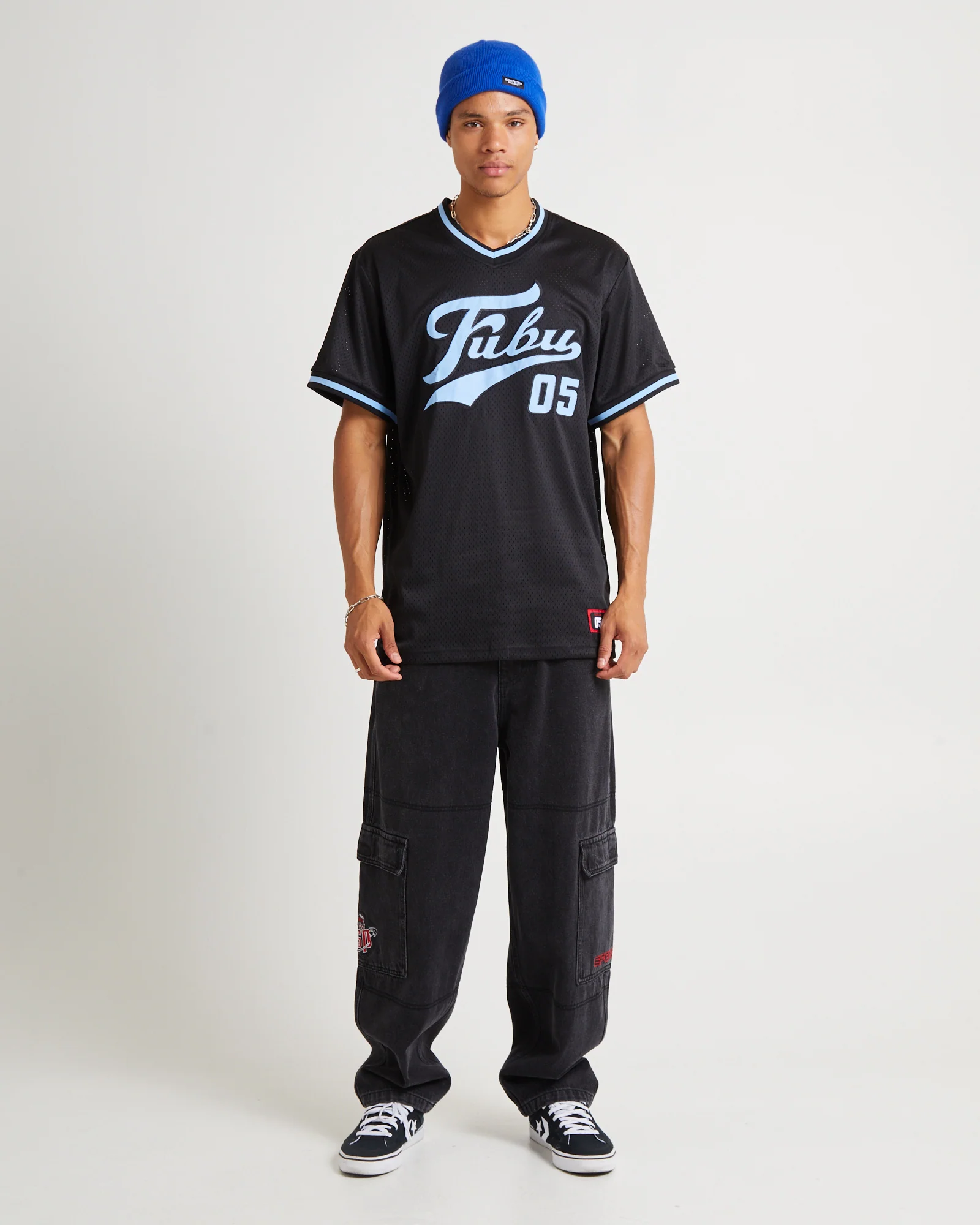 Varsity Mesh Short Sleeve T-Shirt Navy - Image 2