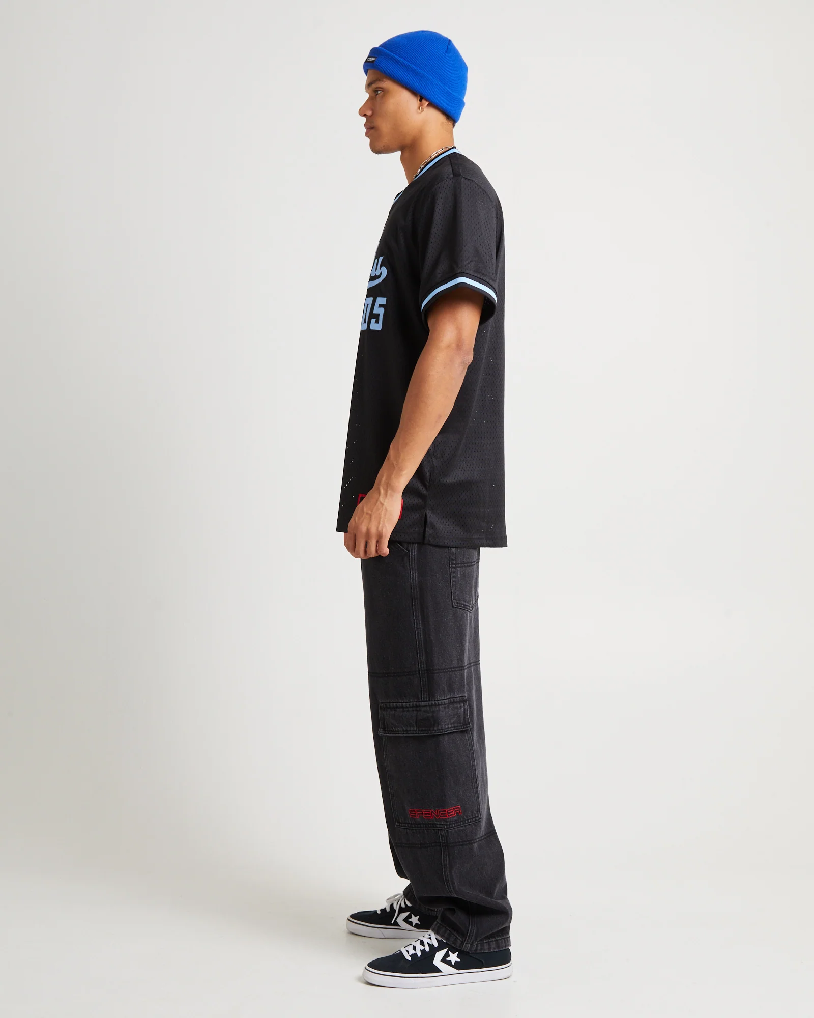Varsity Mesh Short Sleeve T-Shirt Navy - Image 3