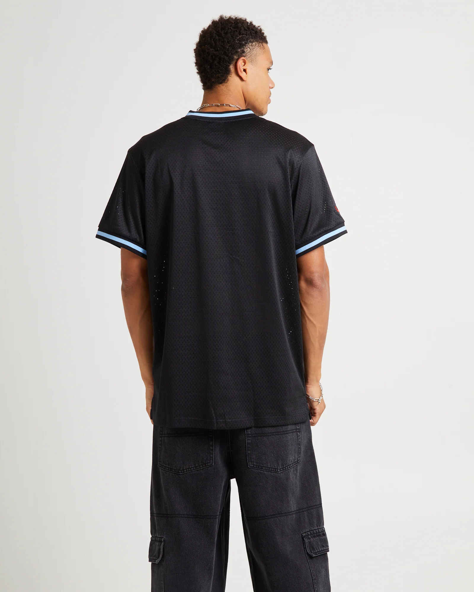 Varsity Mesh Short Sleeve T-Shirt Navy - Image 5