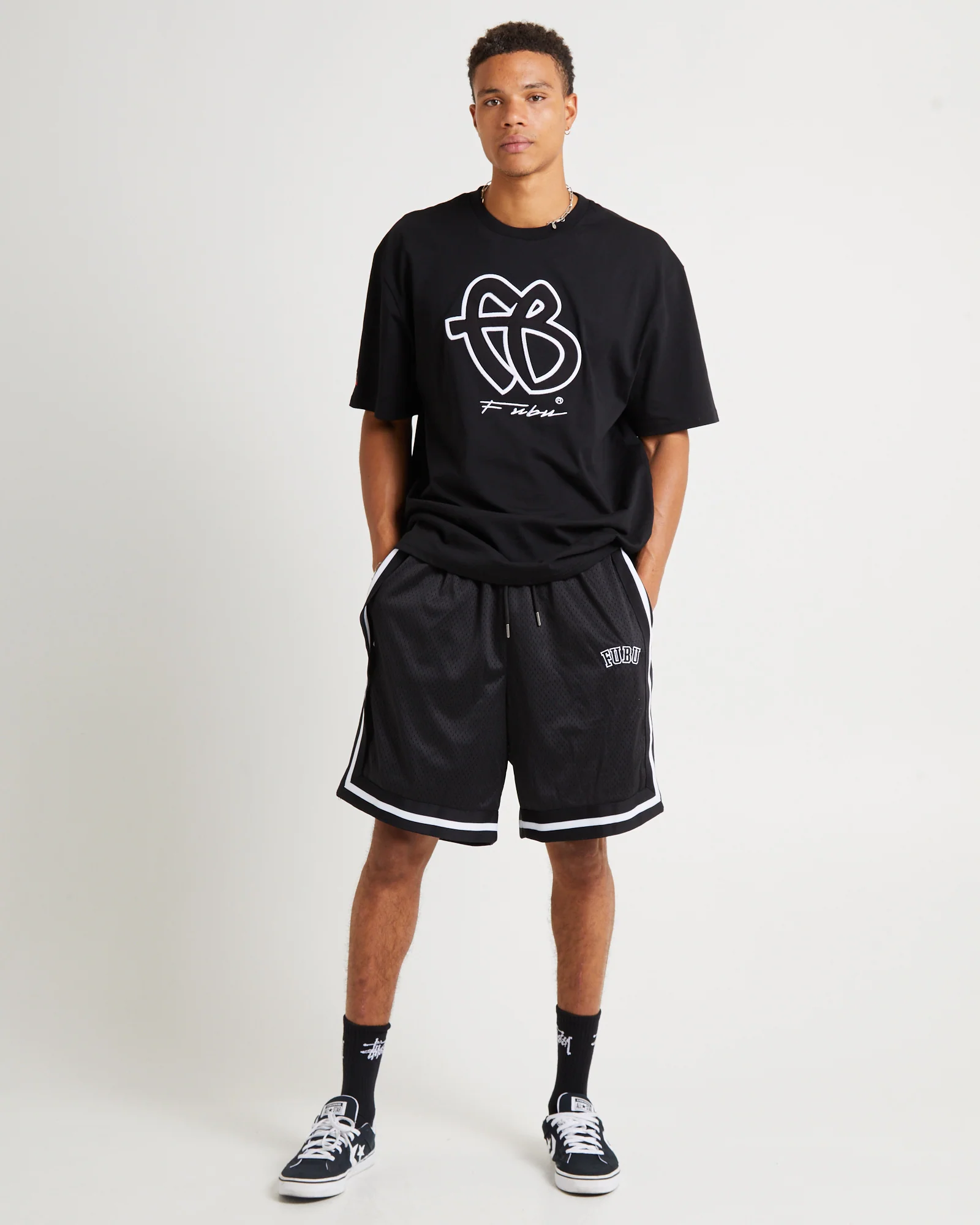 Varsity Mesh Shorts Black/White - Image 3