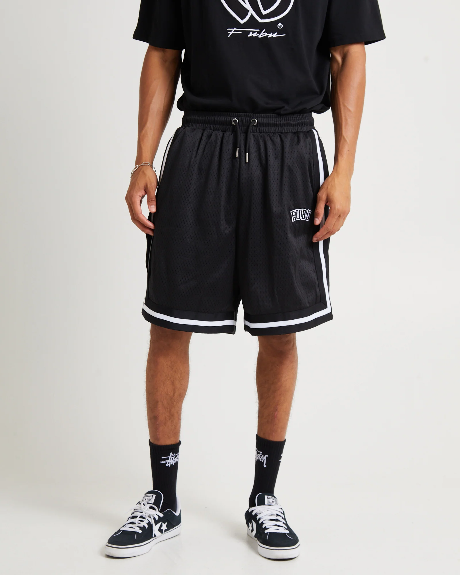Varsity Mesh Shorts Black/White - Image 4