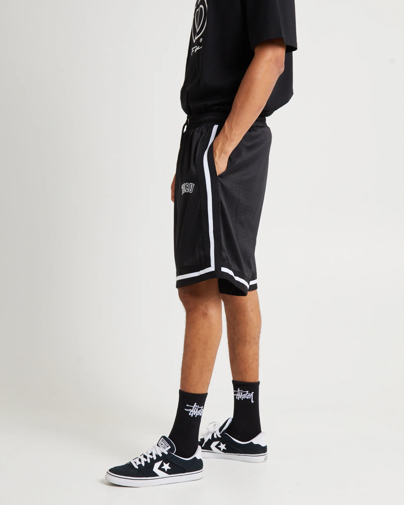 Varsity Mesh Shorts Black/White - Image 5