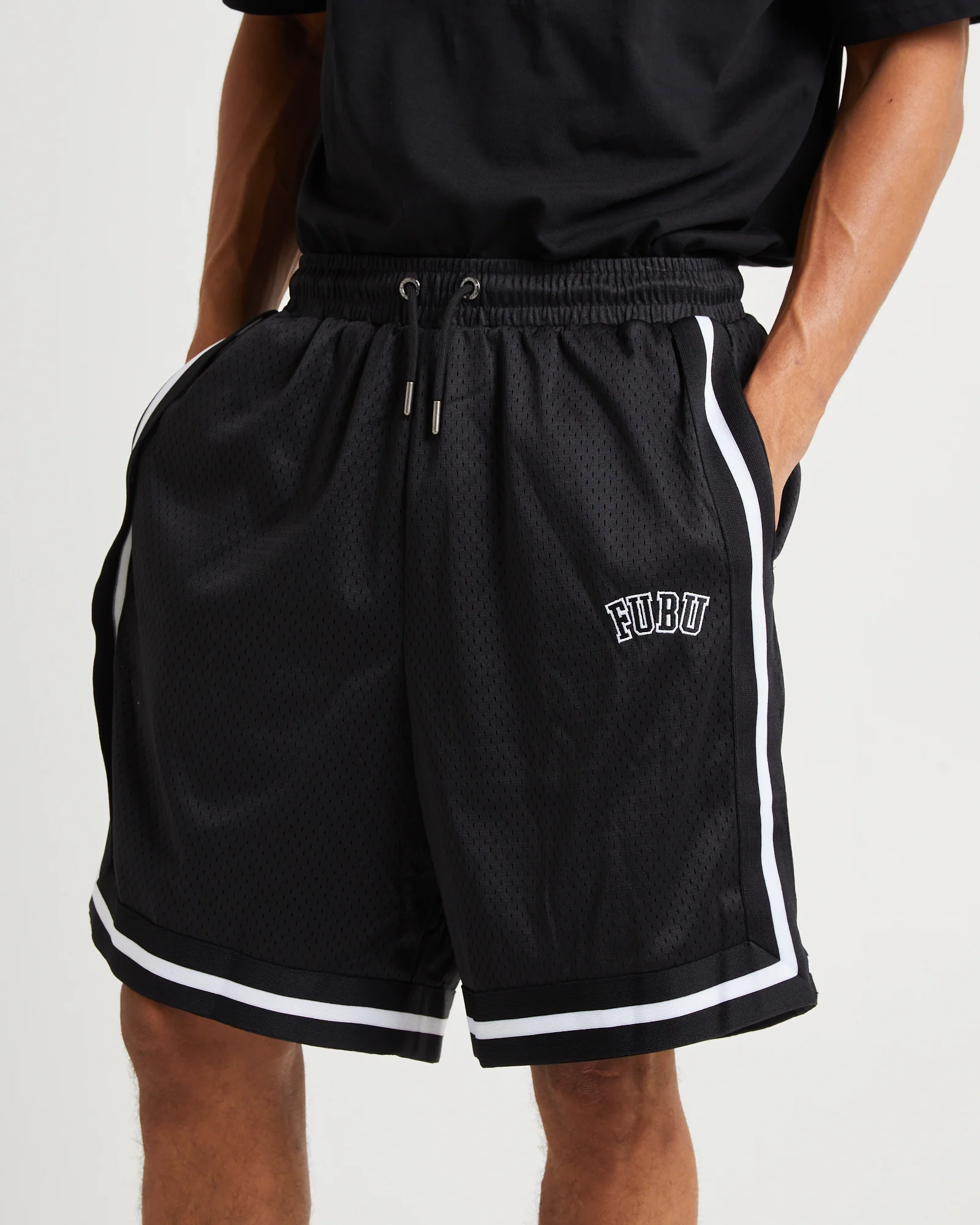 Varsity Mesh Shorts Black/White - Image 6