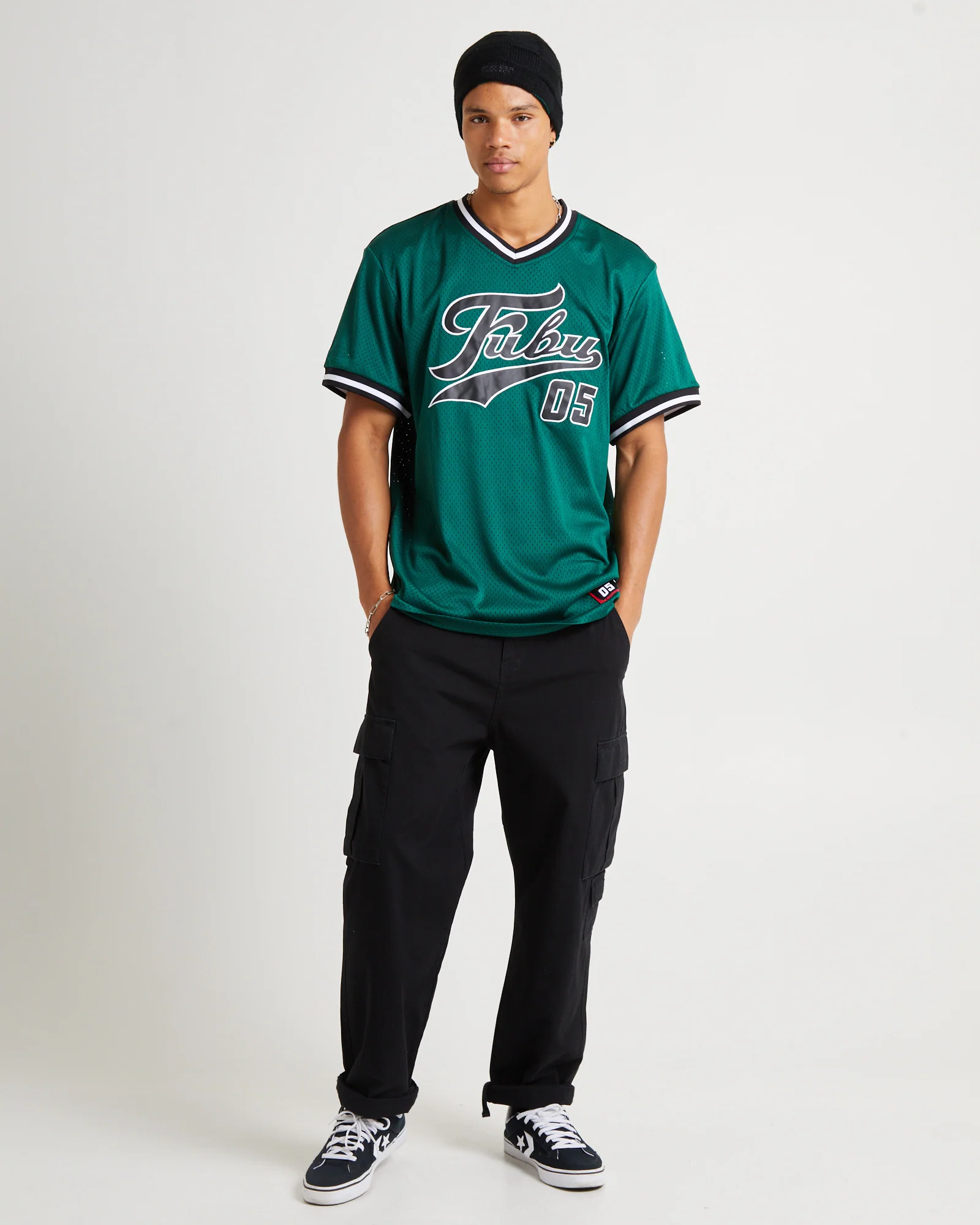 Varsity Mesh T-Shirt Dark Green - Image 2