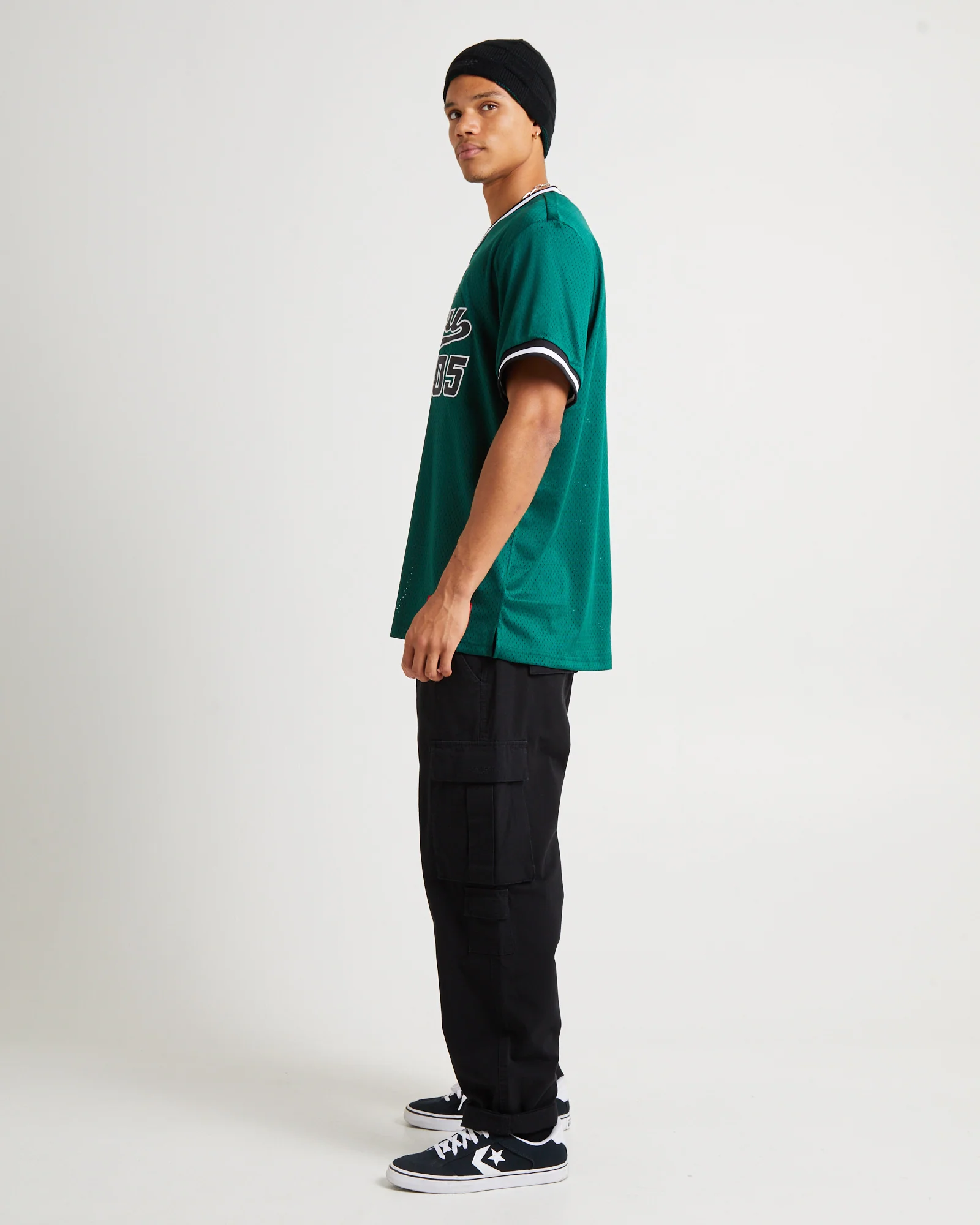 Varsity Mesh T-Shirt Dark Green - Image 3