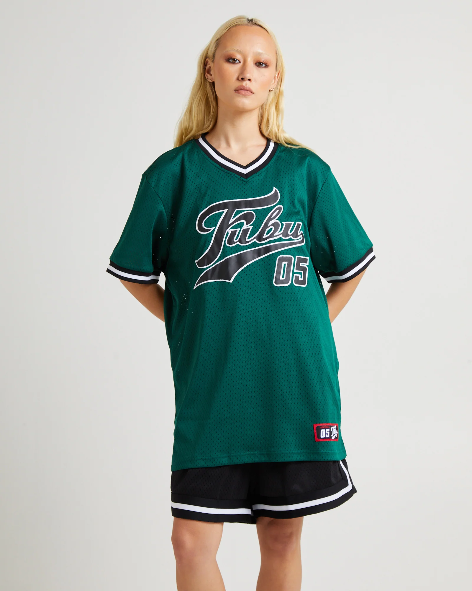 Varsity Mesh T-Shirt Dark Green - Image 4