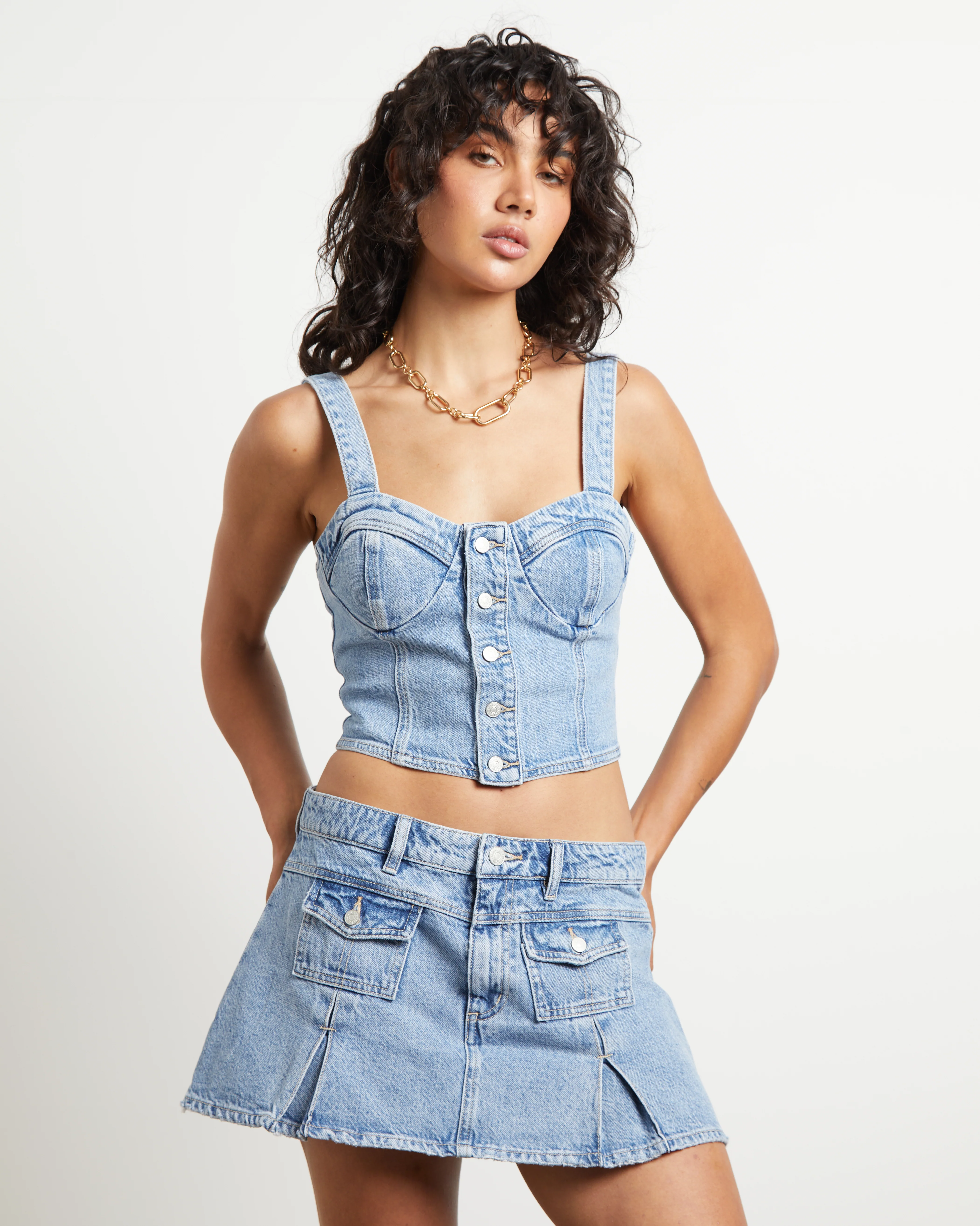 Veda Denim Corset Top - Image 2