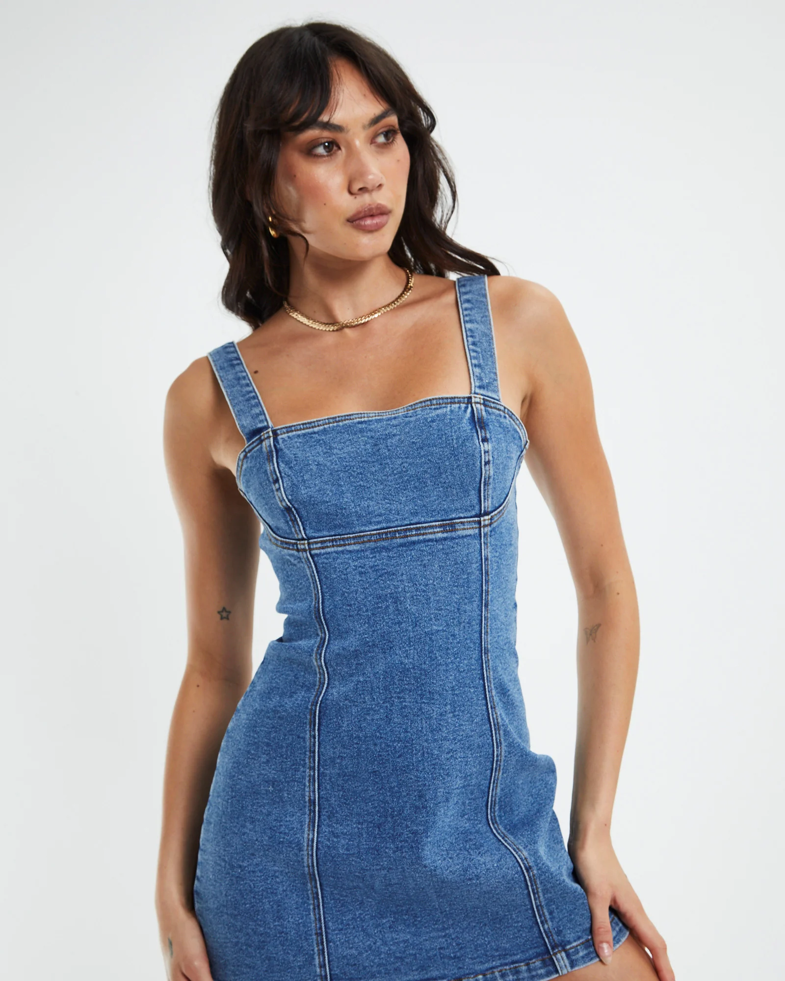 Vera Denim Corset Mini Dress Mid 90s Blue - Image 5