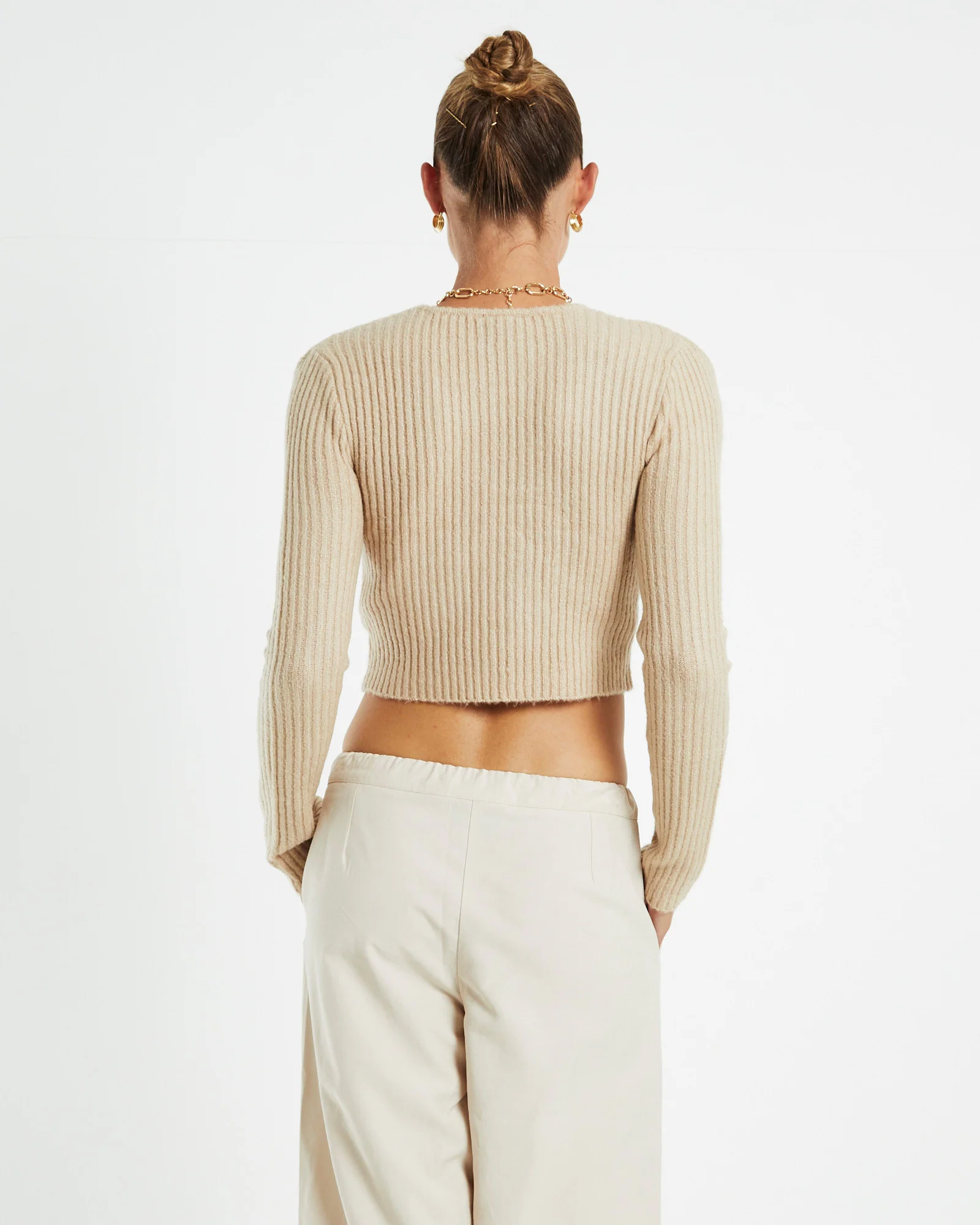 Vera Slash Long Sleeve Knit Top Oat - Image 2