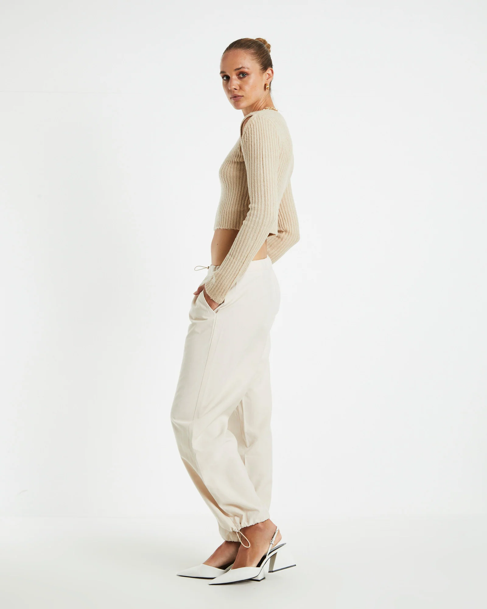 Vera Slash Long Sleeve Knit Top Oat - Image 4