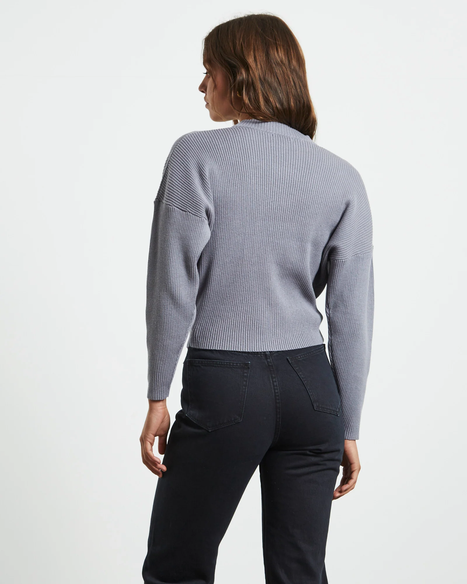 Verse Long Sleeve Knit Top in Slate Grey - Image 2