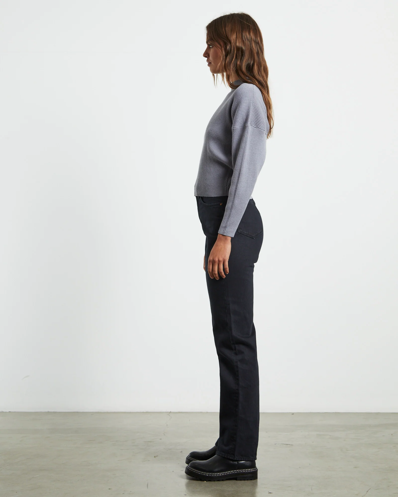Verse Long Sleeve Knit Top in Slate Grey - Image 5