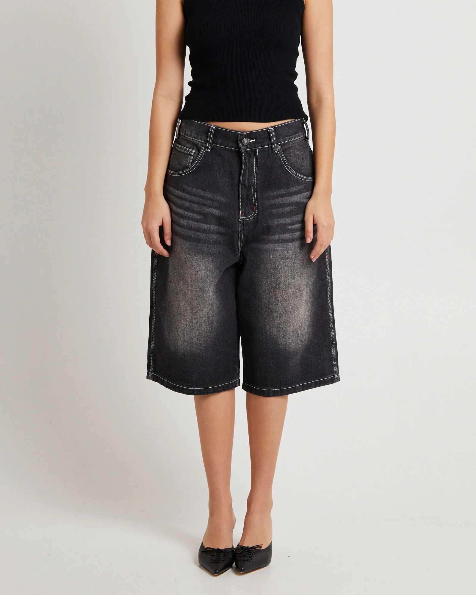 Washed Black Jumbo Jorts - Image 2