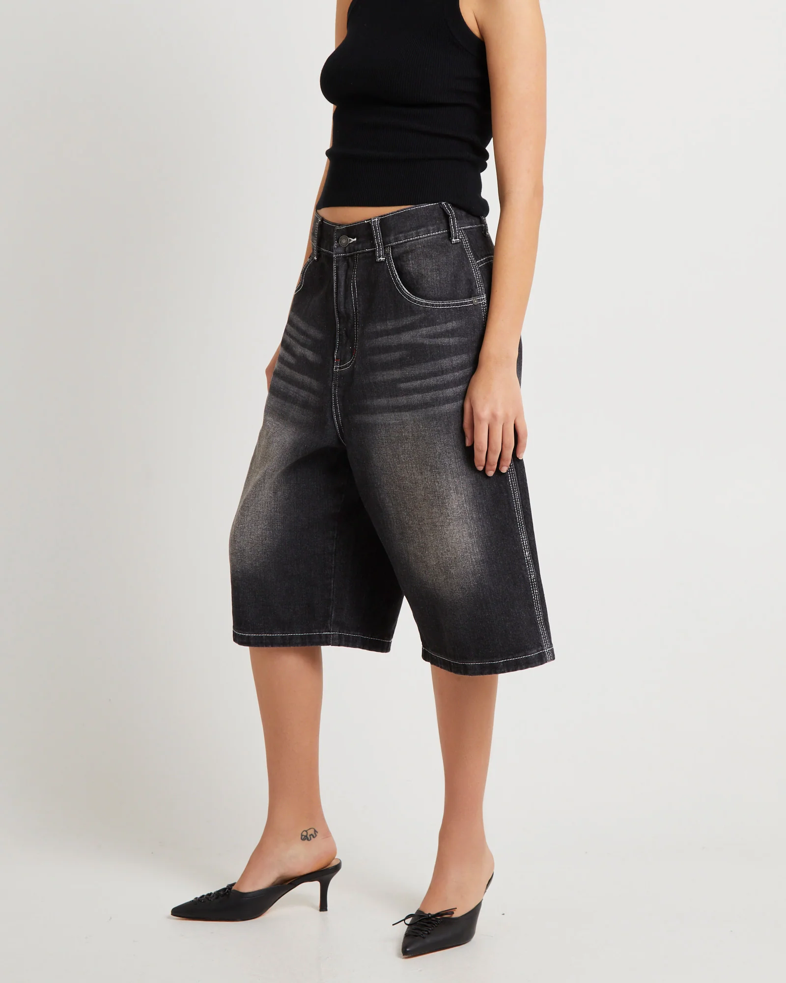 Washed Black Jumbo Jorts - Image 4
