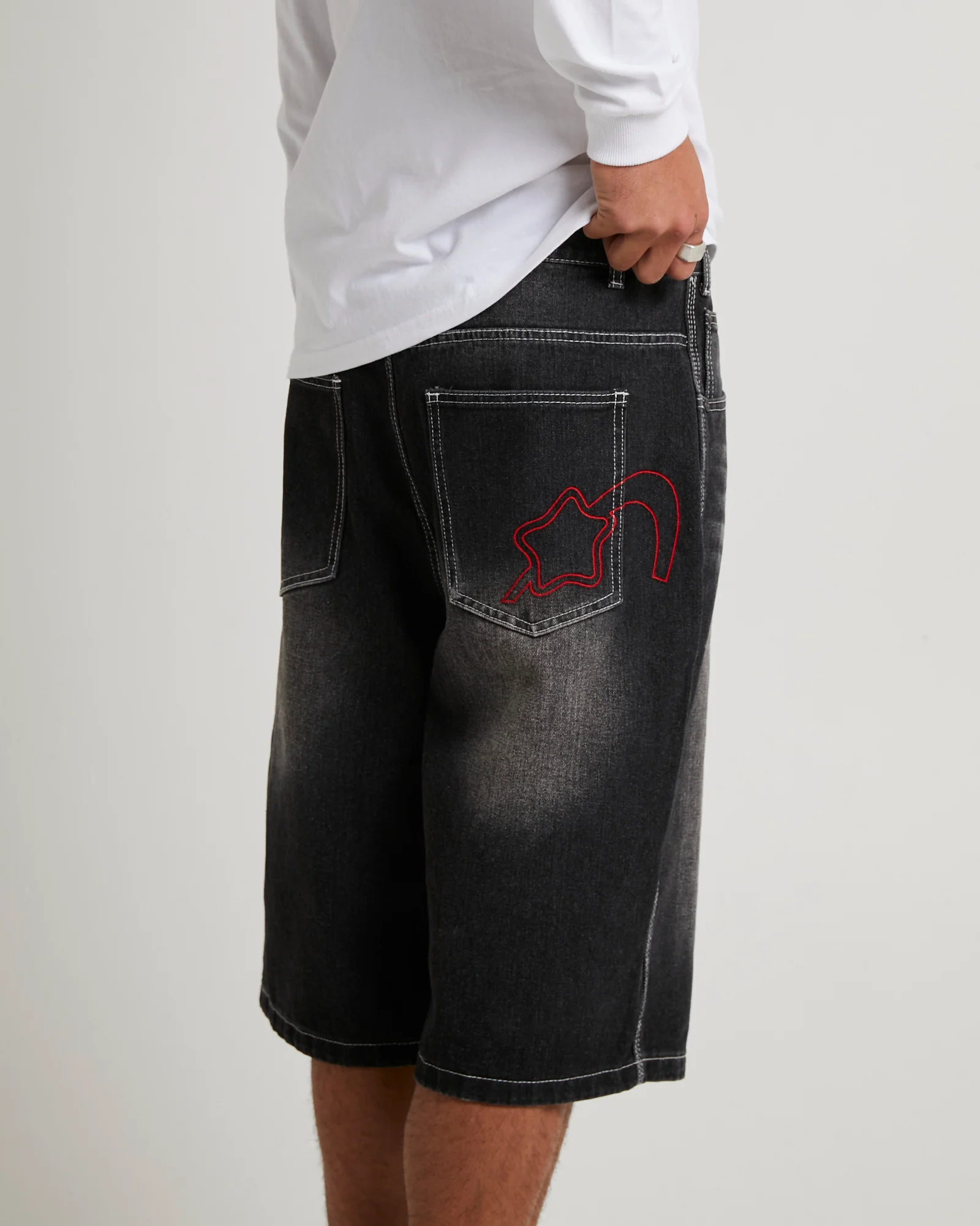 Washed Black Jumbo Jorts - Image 7