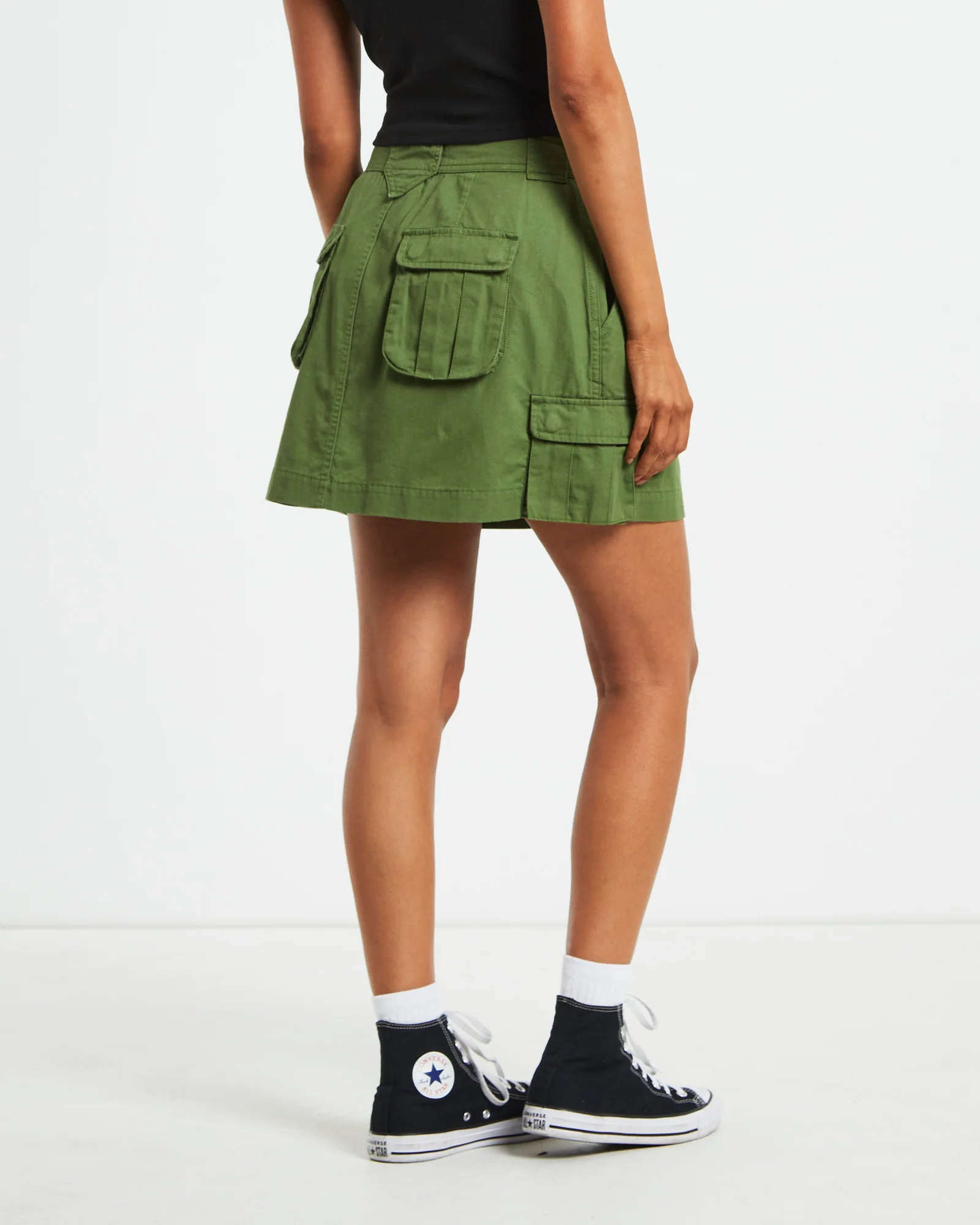 Water Pipe Cargo Mini Skirt in Khaki - Image 2