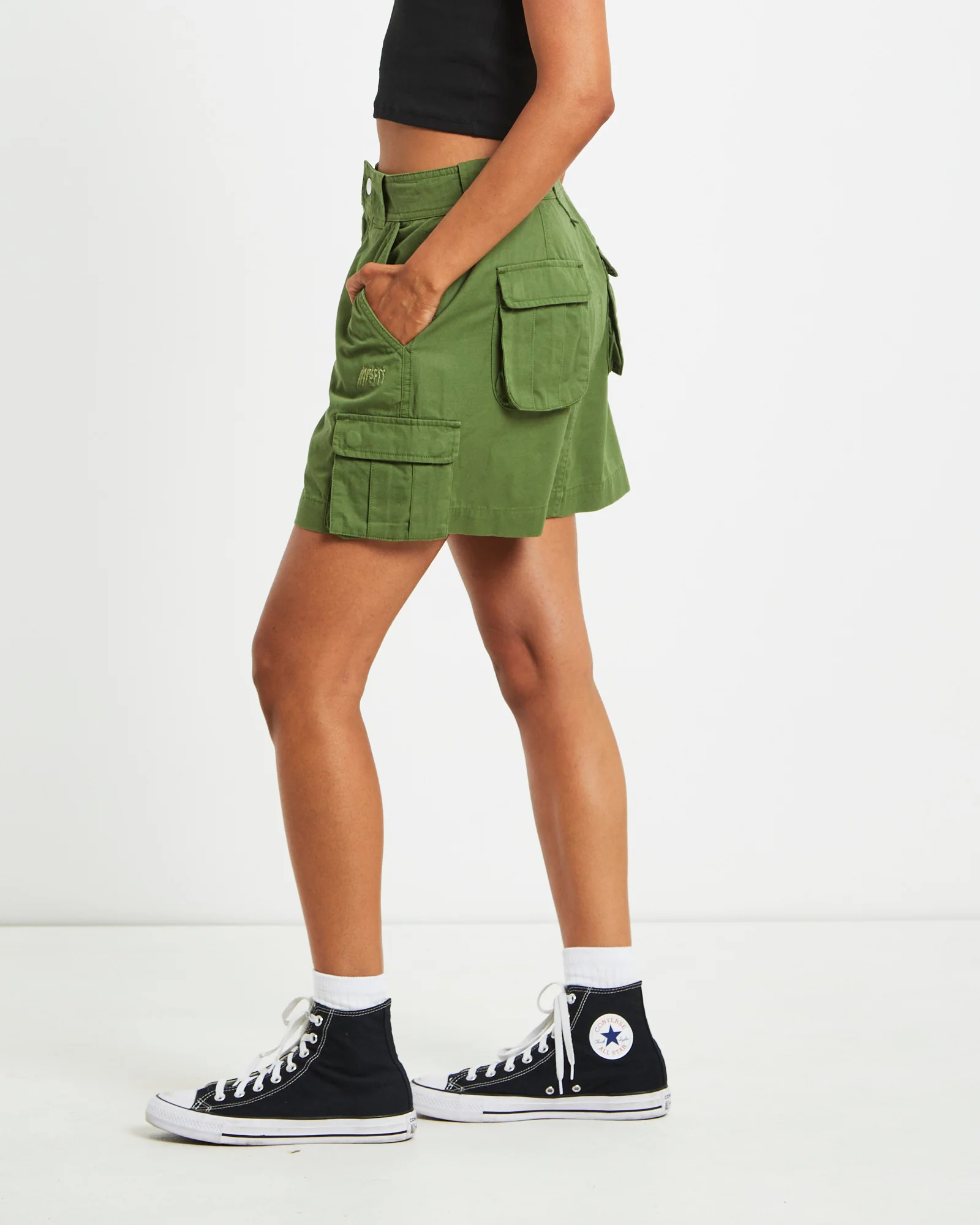 Water Pipe Cargo Mini Skirt in Khaki - Image 4