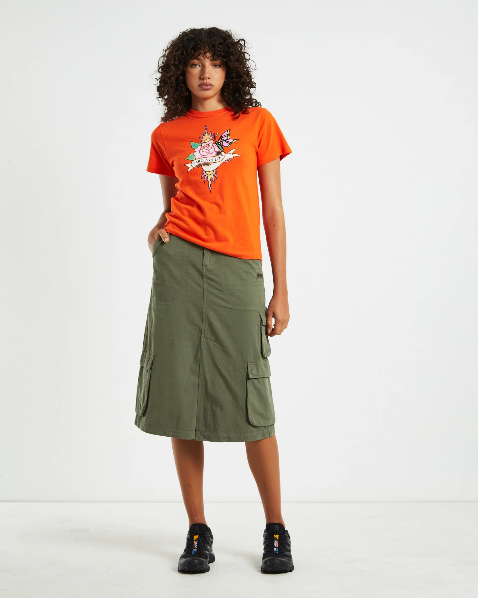Waterpipe Midi Cargo Skirt Khaki - Image 3
