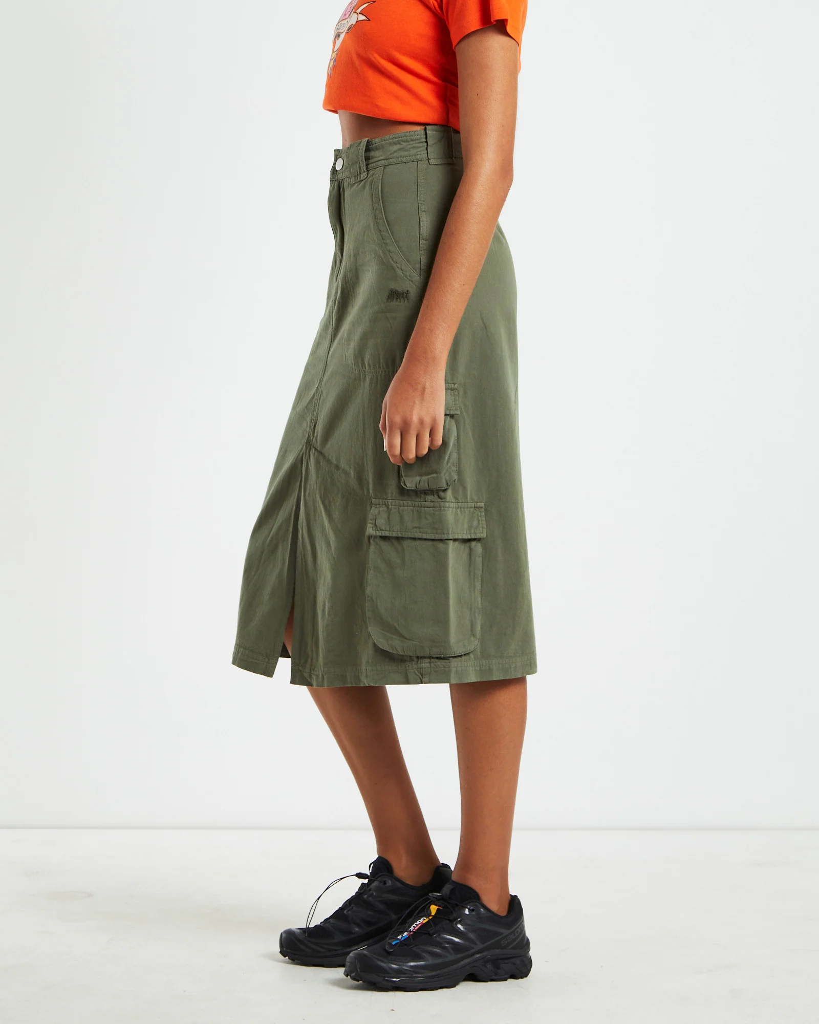 Waterpipe Midi Cargo Skirt Khaki - Image 4