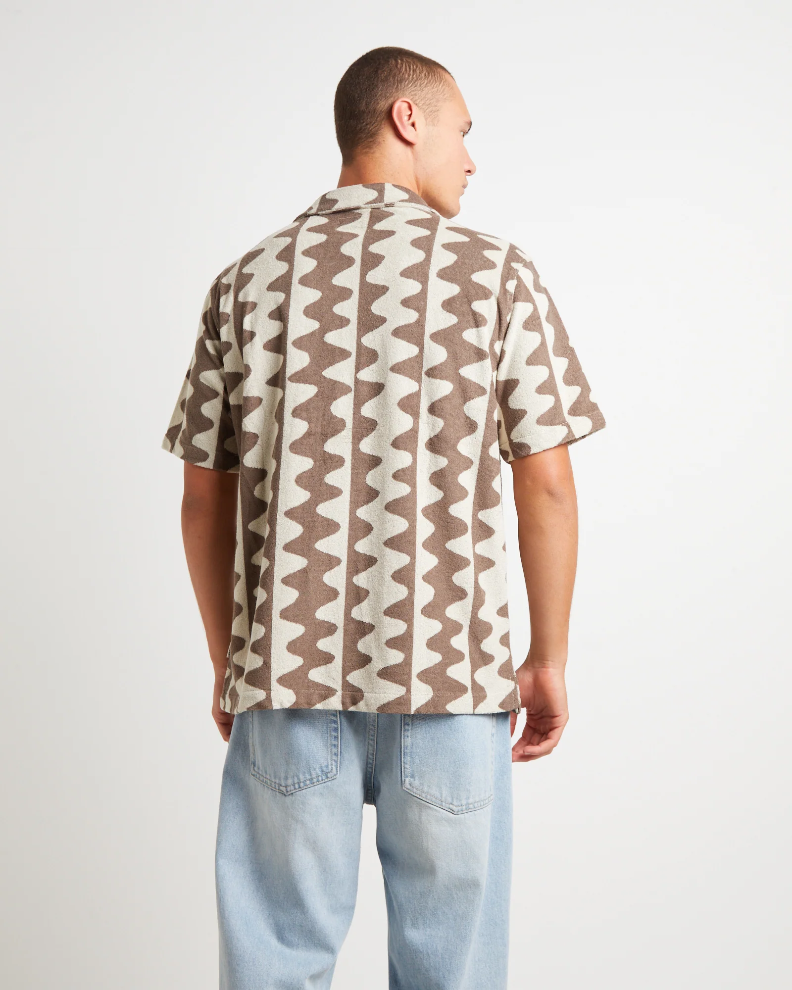 Waves Terry Short Sleeve Shirt in Mud - Image 2