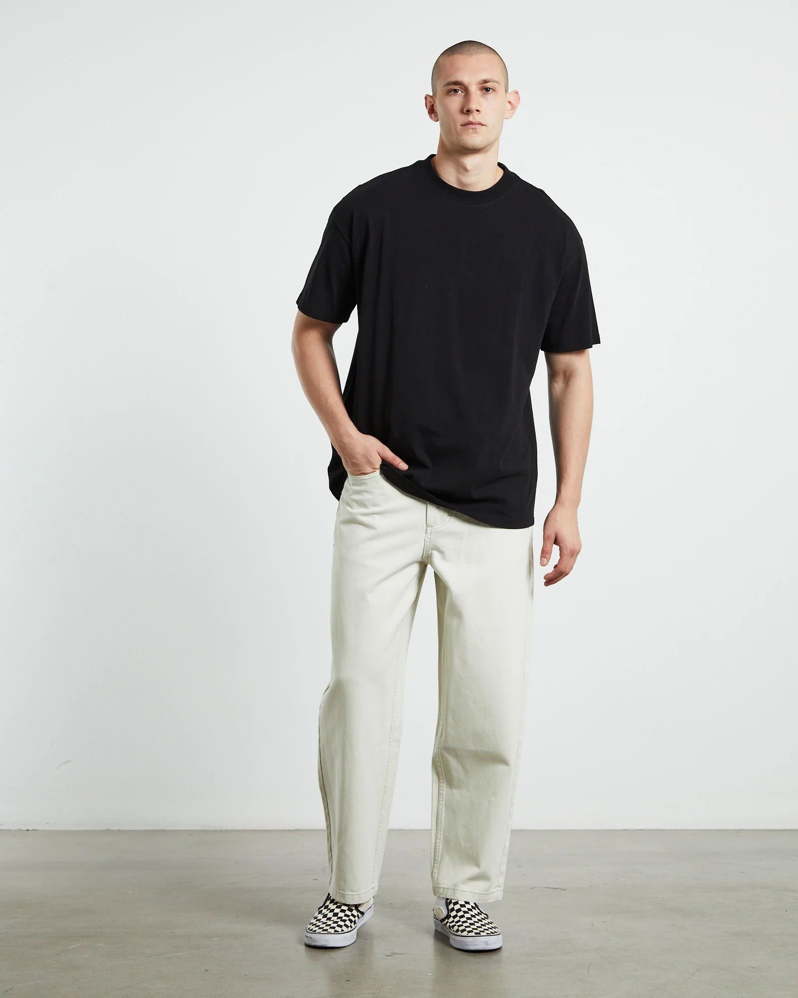 Wide Boy Contrast Stitch Ecru - Image 3