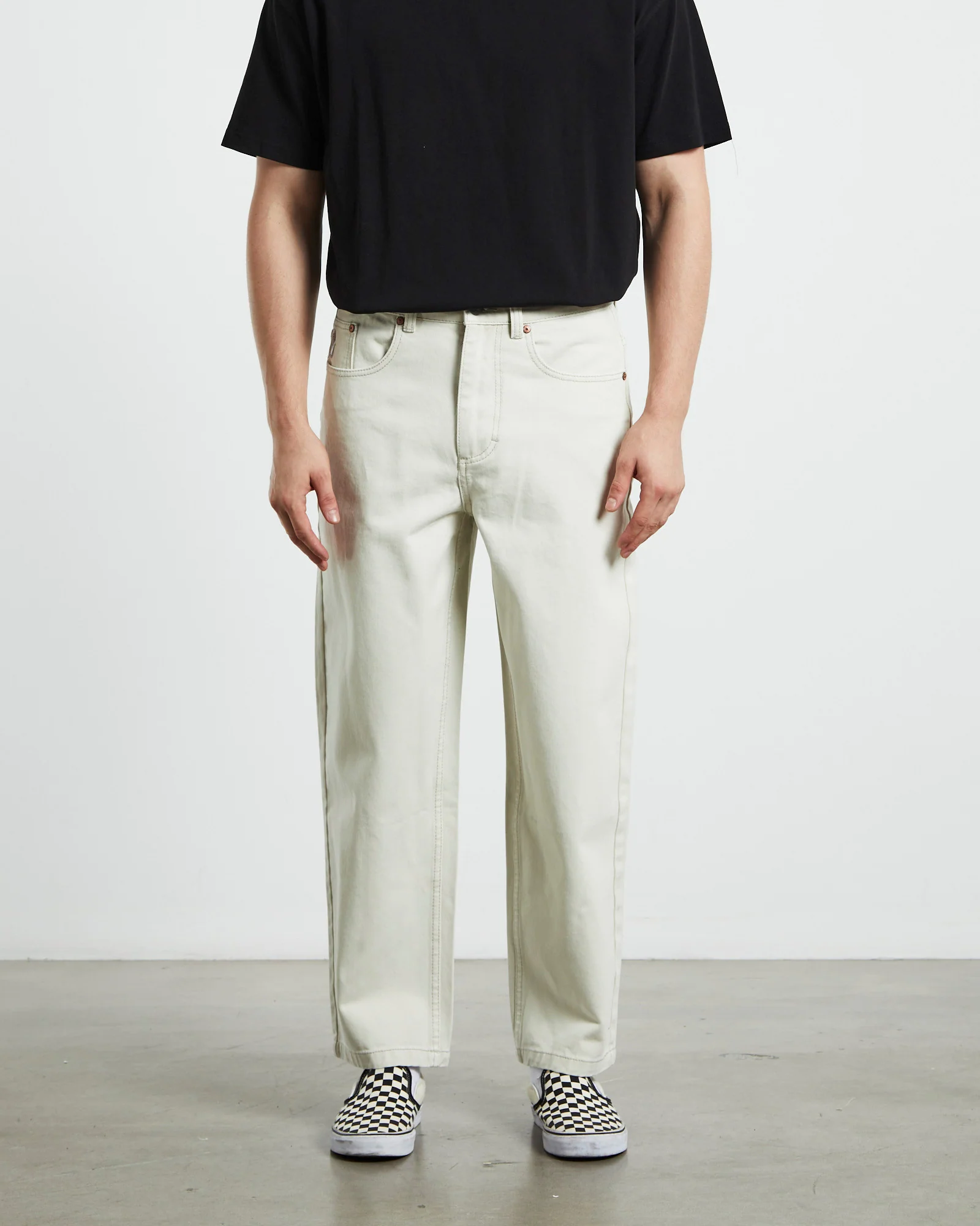 Wide Boy Contrast Stitch Ecru - Image 5
