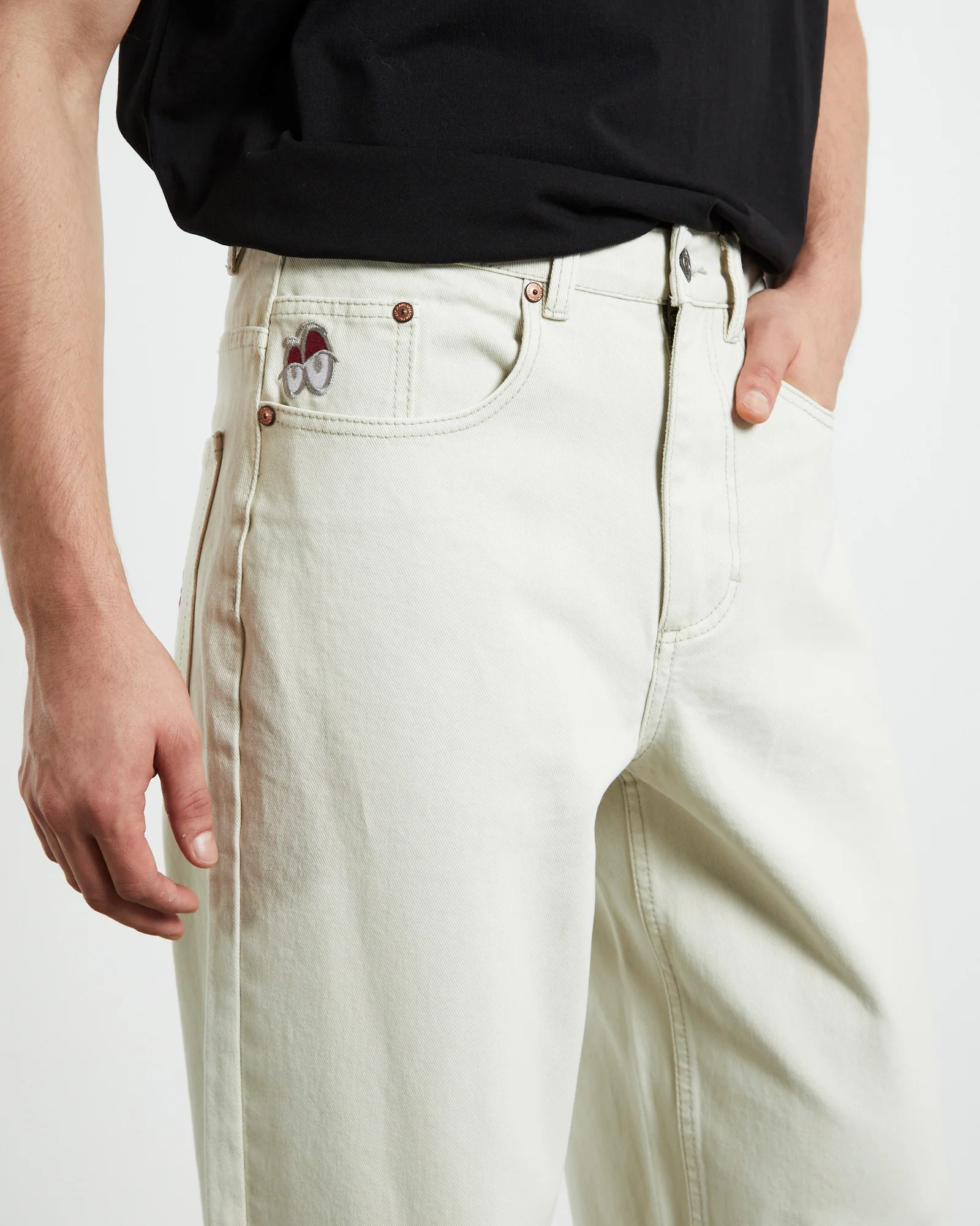 Wide Boy Contrast Stitch Ecru - Image 6