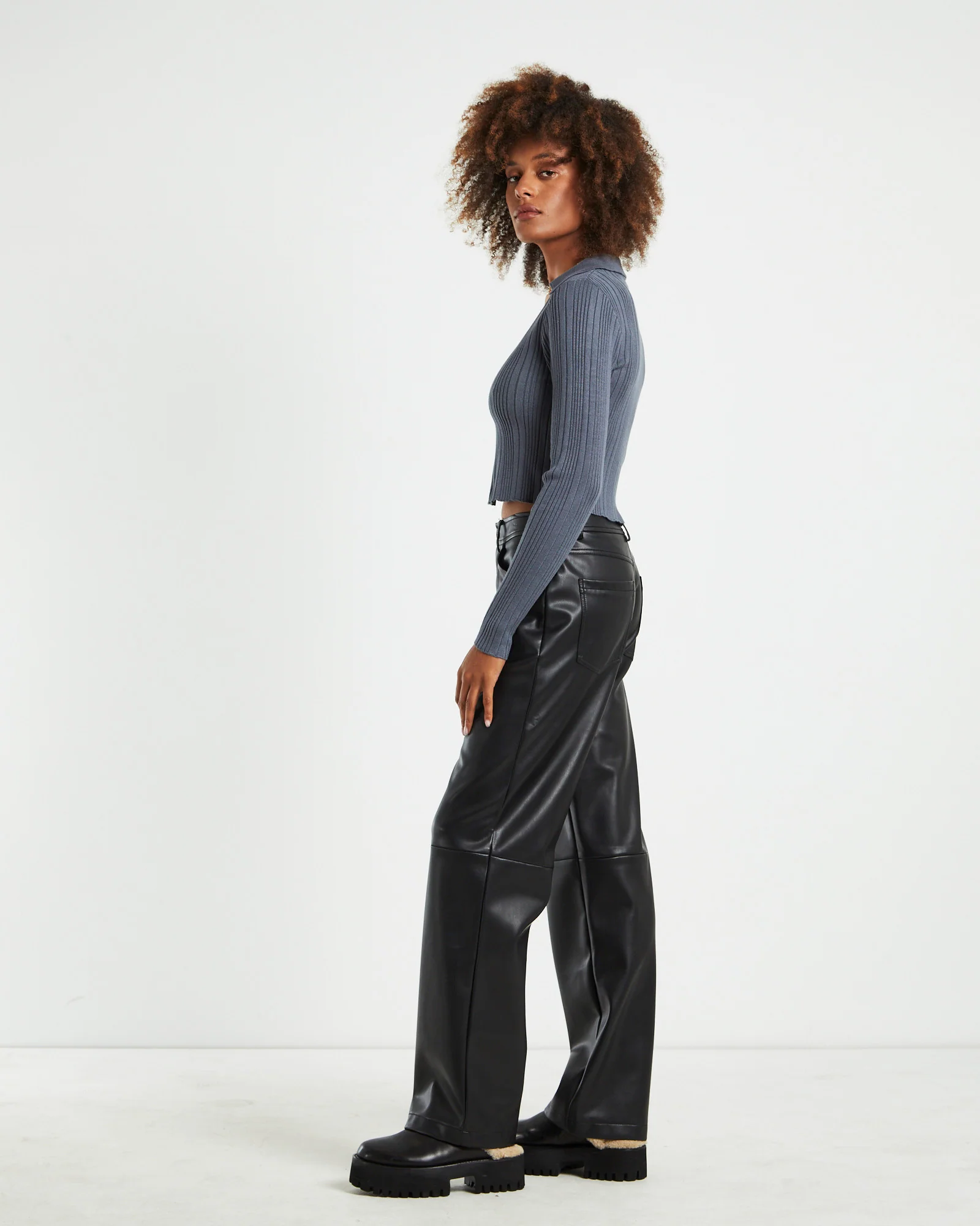 Willow Hook Front Knit Long Sleeve Top Slate Gray - Image 4