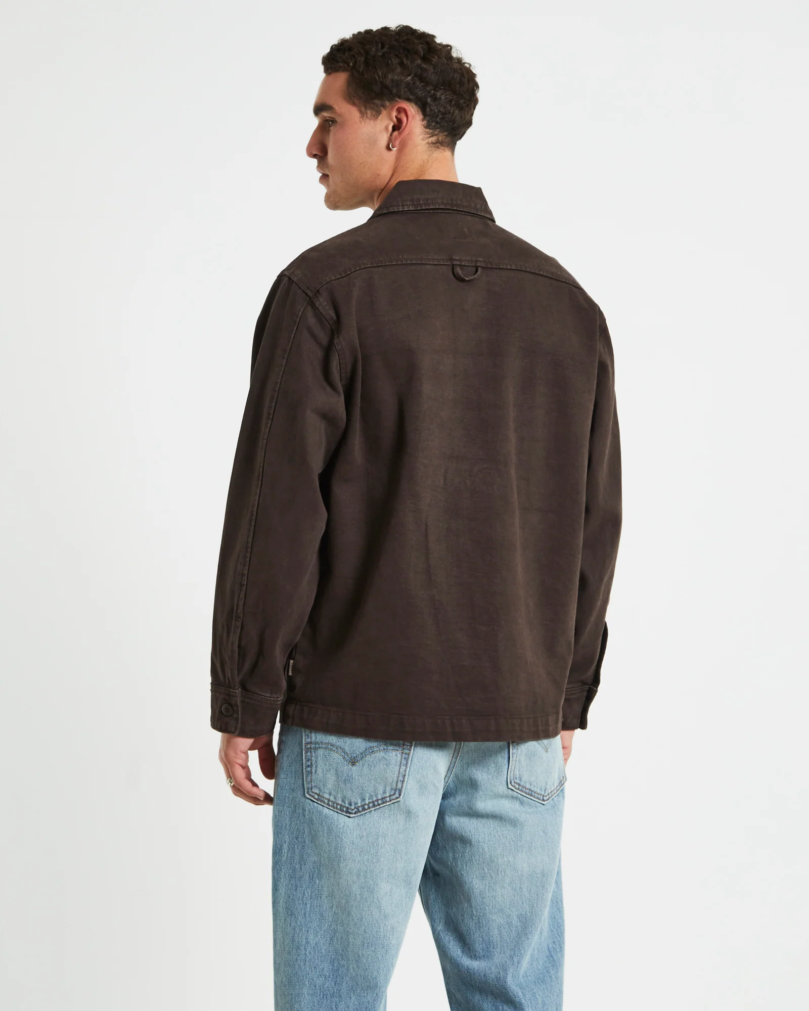 Windsor Twill Long Sleeve Overshirt in Umber Brown - Image 2