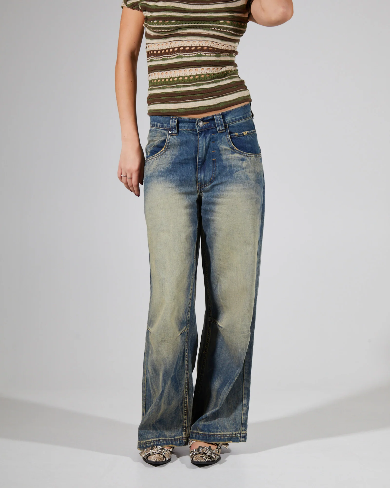 Wing Print Studded Lowrise Colossus Jeans - Image 4