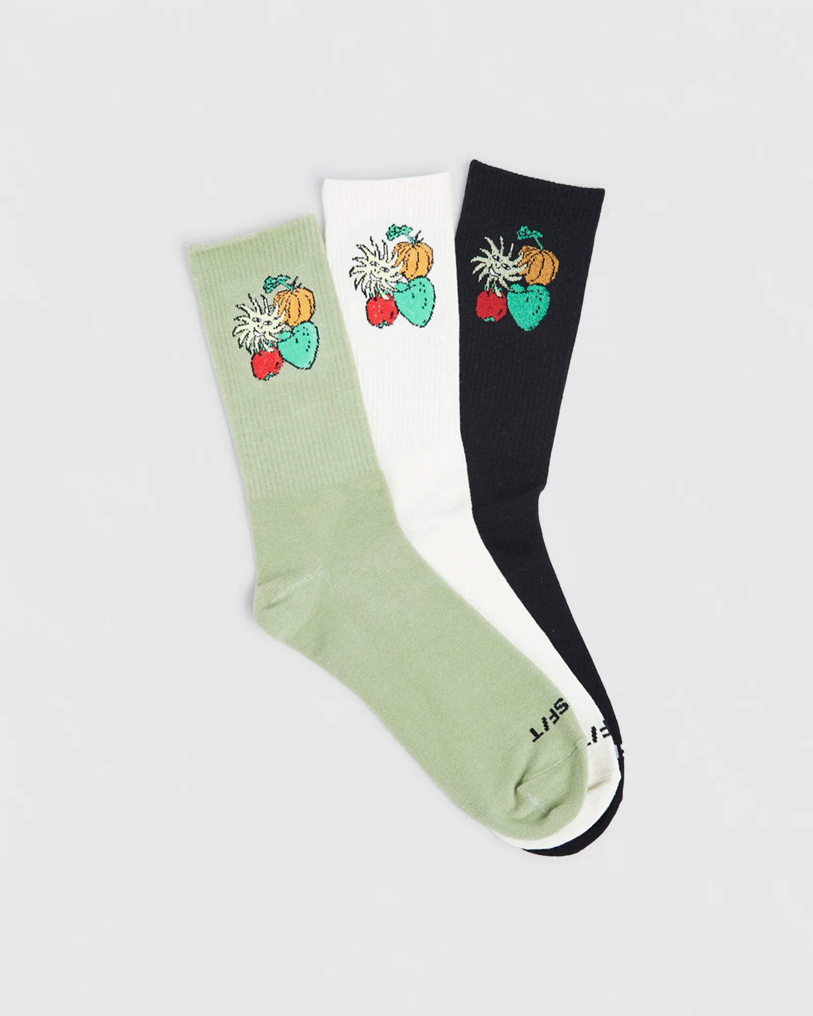 Wonder Fruit Socks 3 Pack Black/Sage/White - Image 2