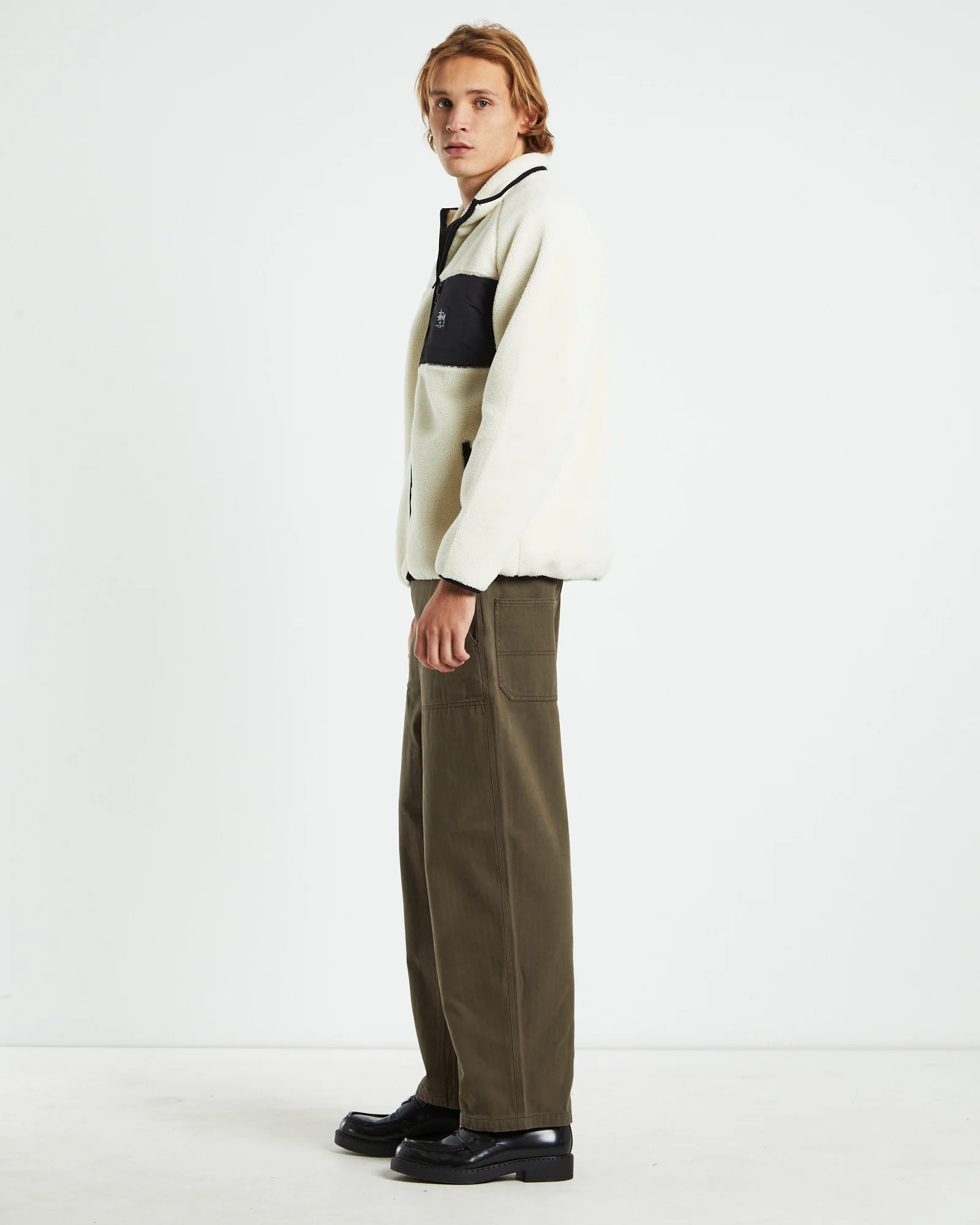 Work Sherpa Zip Crewneck Jumper Natural - Image 4